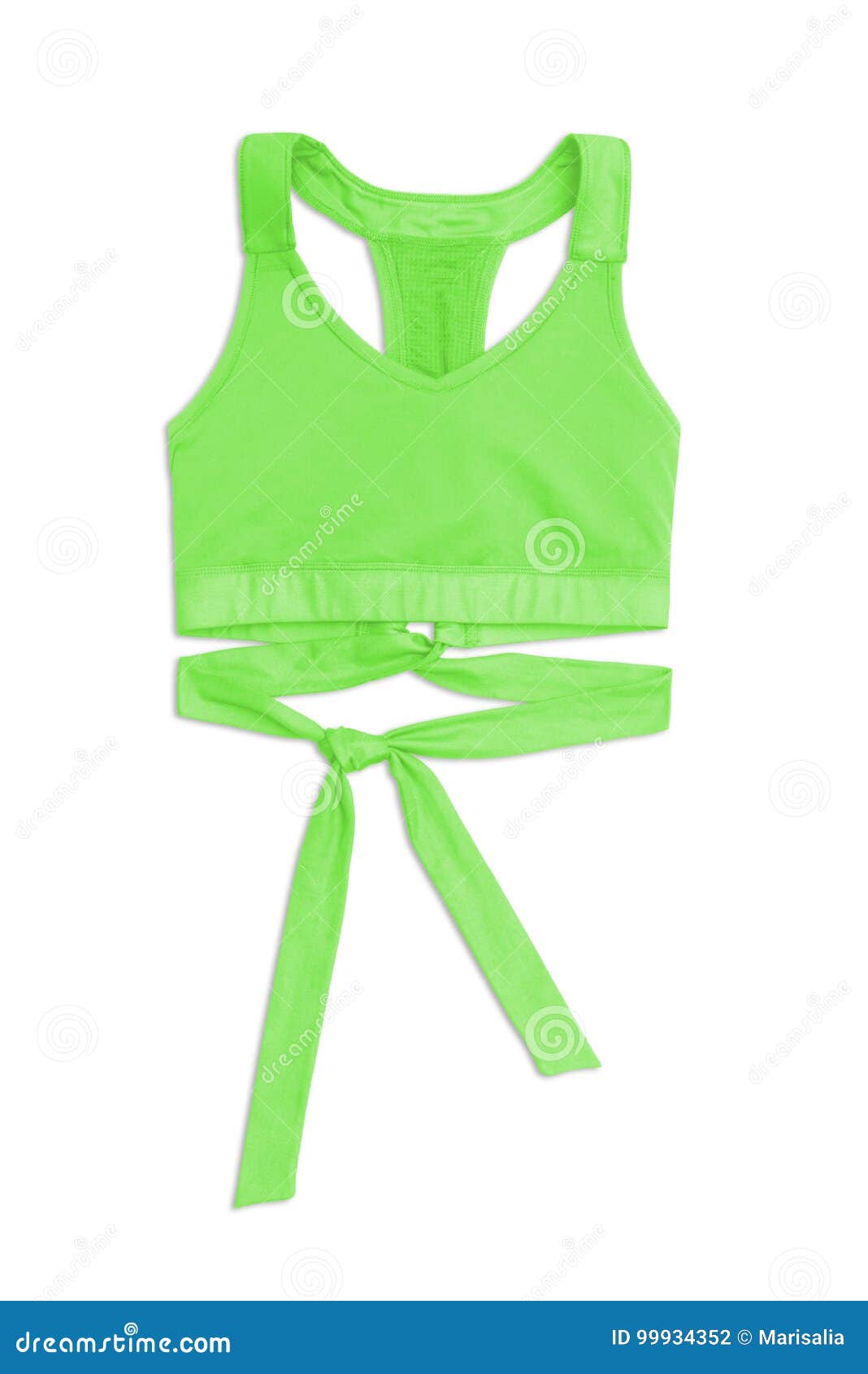 Neon Green Sports Bra with Ribbon Band Isolated on White Background Stock  Photo - Image of lingerie, material: 99934352