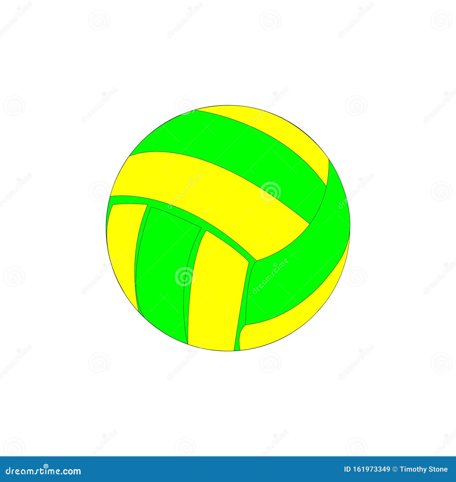 Neon Green and Yellow Volleyball Ball on White Stock Vector