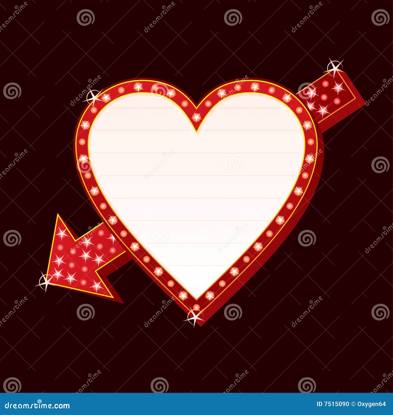 Neon heart. Neon sign with heart and arrow shape