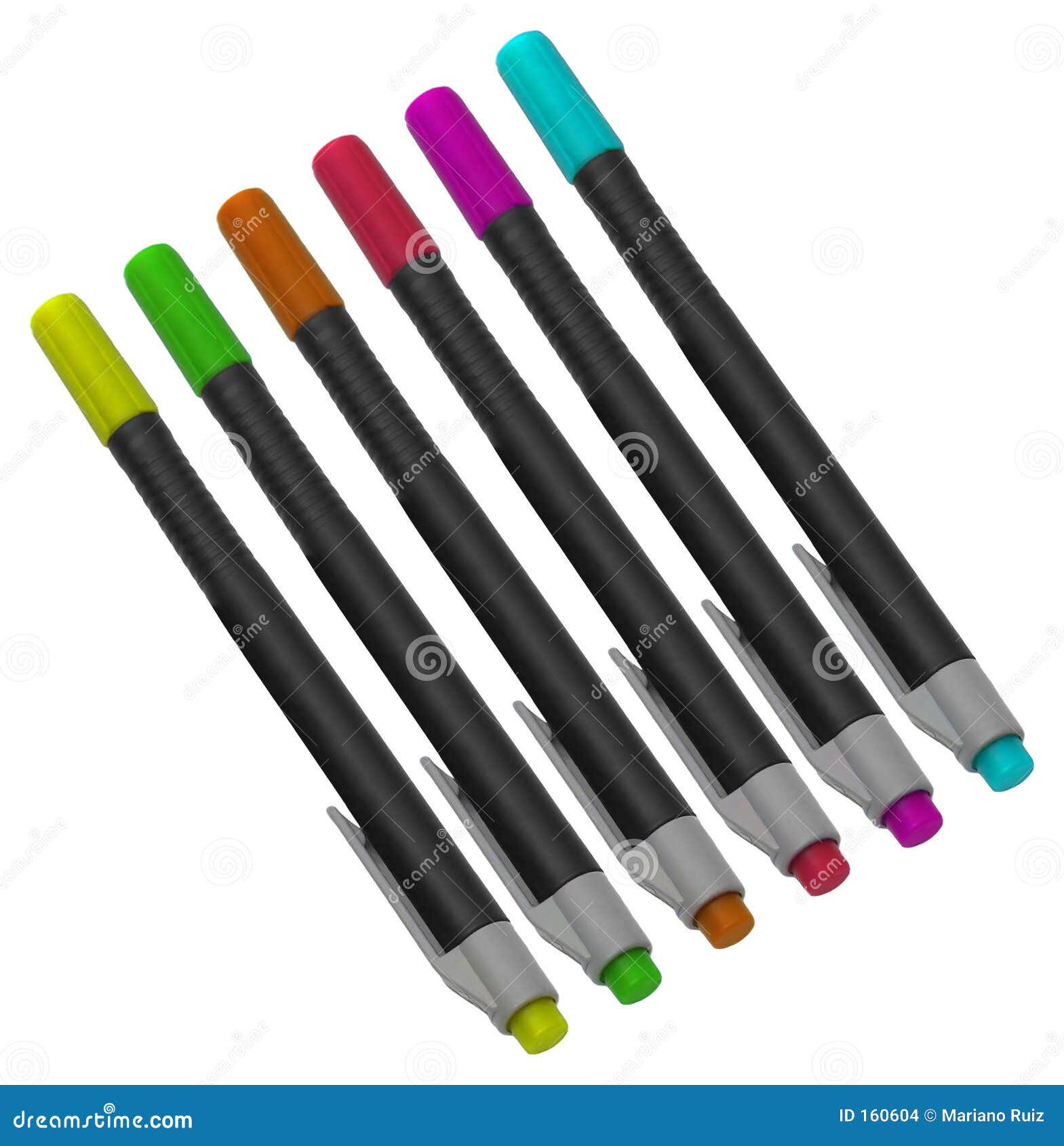 A Drawing Of A Pencil And Six Colored Markers High-Res Vector Graphic -  Getty Images