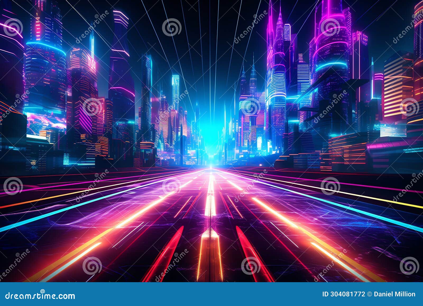 neon highway motif themed backdrop 80s retro nostalgic