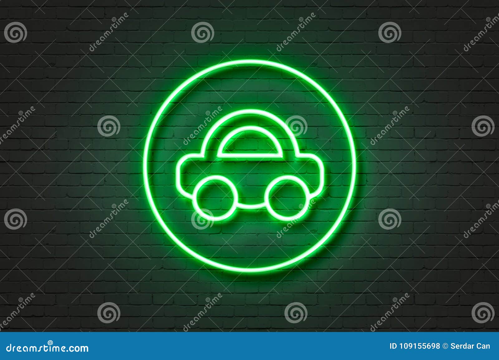 Neon icon light car stock illustration. Illustration of display 109155698