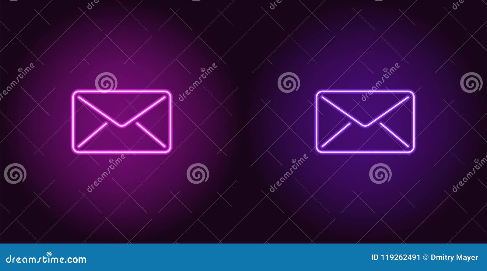 neon icon purple mail vector violet envelope illustration dark background consisting backlight outlines