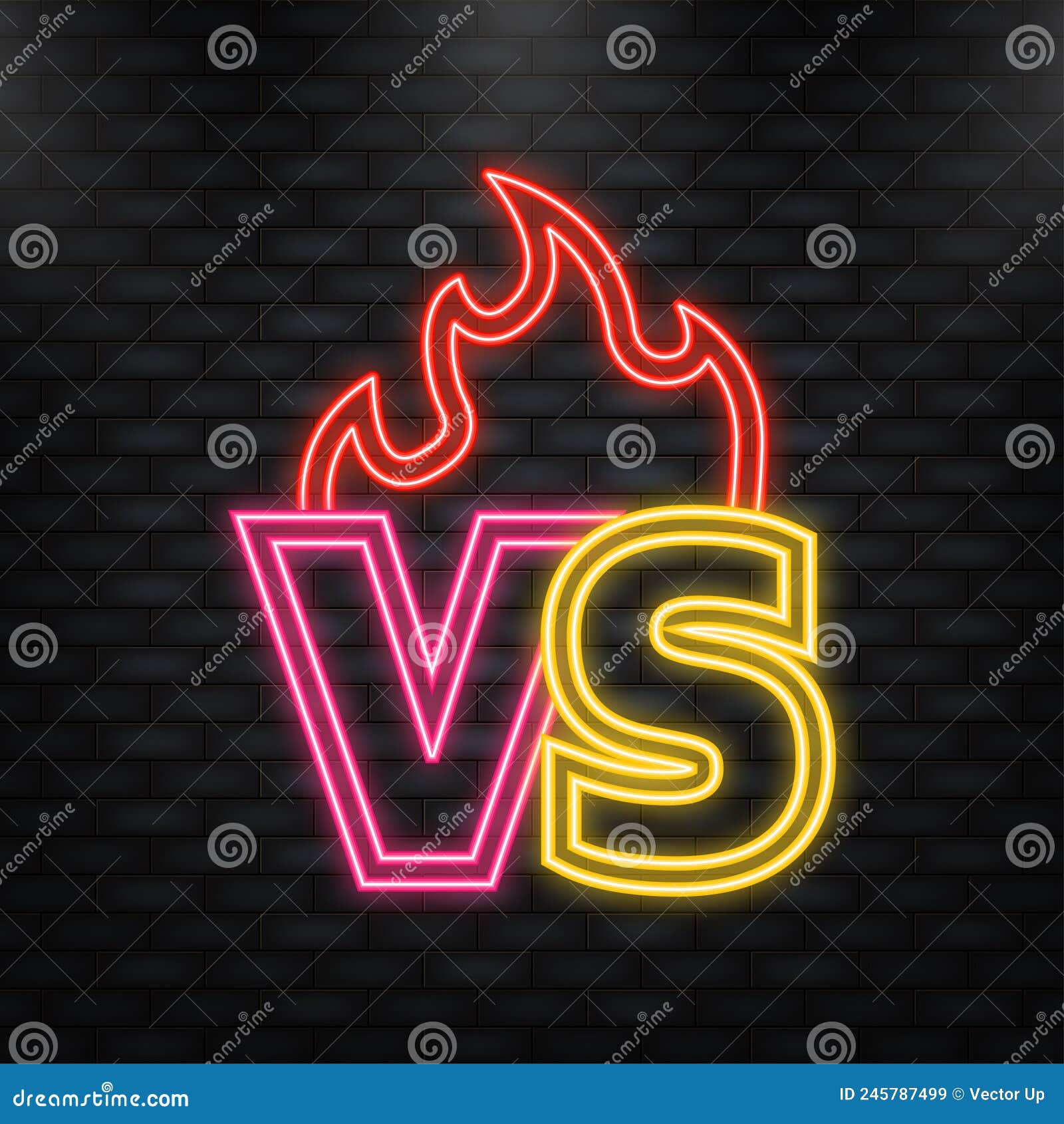 Icon neon versus logo vs letters for sports and fight competition. Battle  and match, game concept competitive. Vector illustration, Stock vector