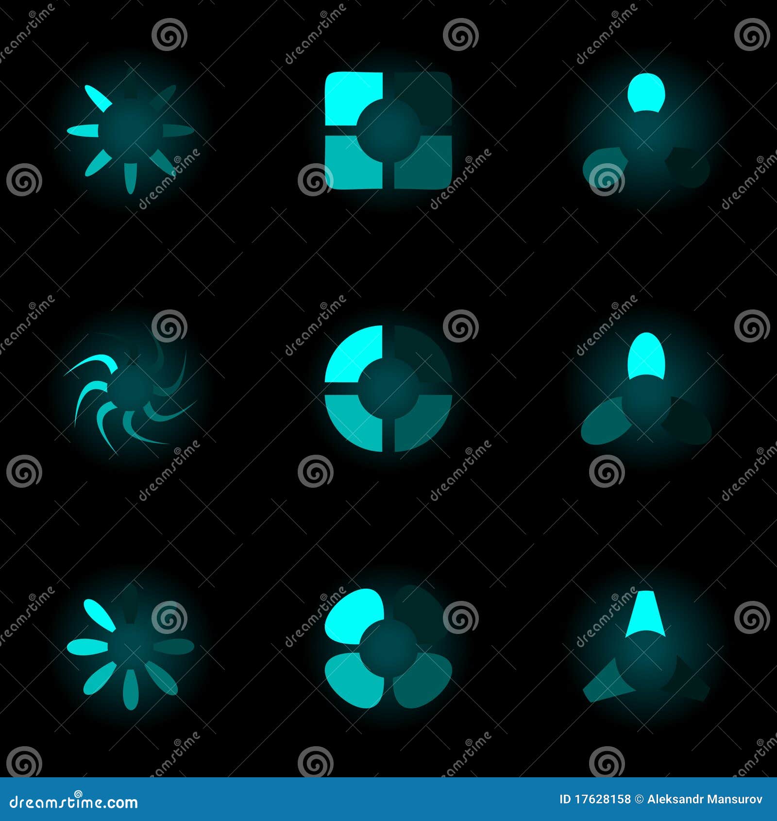 Neon icons stock vector. Illustration of pattern, light 17628158