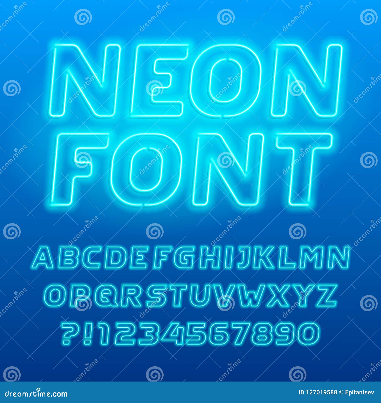 Neon Lamp Alphabet Font. Neon Color Italic Letters, Numbers and Symbols ...