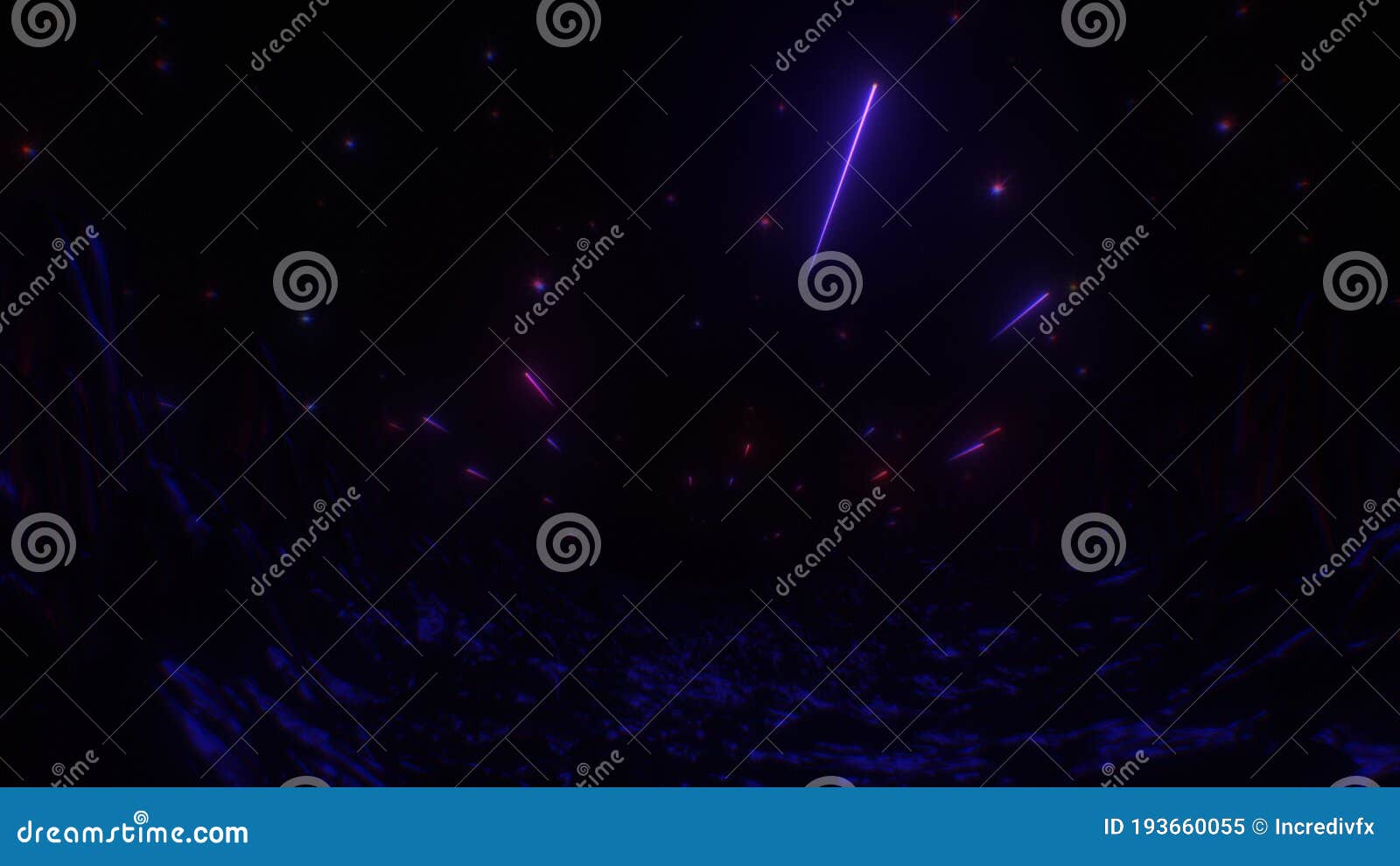 neon laser beam comet shooting stars fly in night sky reflection - abstract background texture
