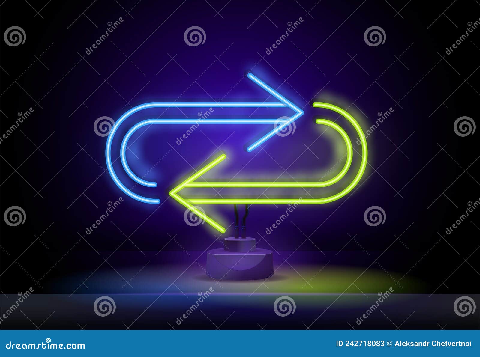 Neon LED Blue Glow Rewindrefresh Icon Type. Realistic Neon Icon. Neon