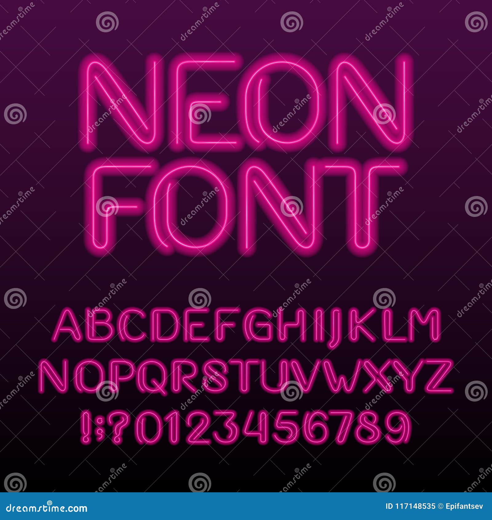 Neon Light Alphabet Font. Neon Color Letters and Numbers. Stock Vector ...
