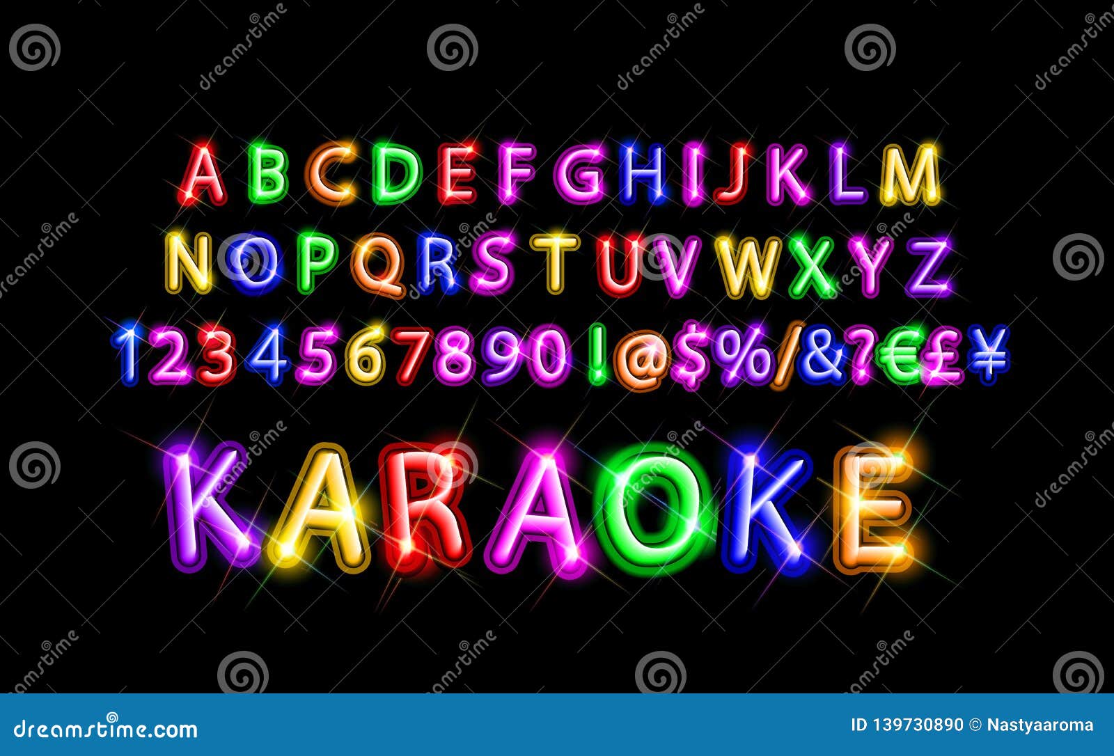 Neon Glow Effect Alphabet PNG Clip Art Letters Script Font 