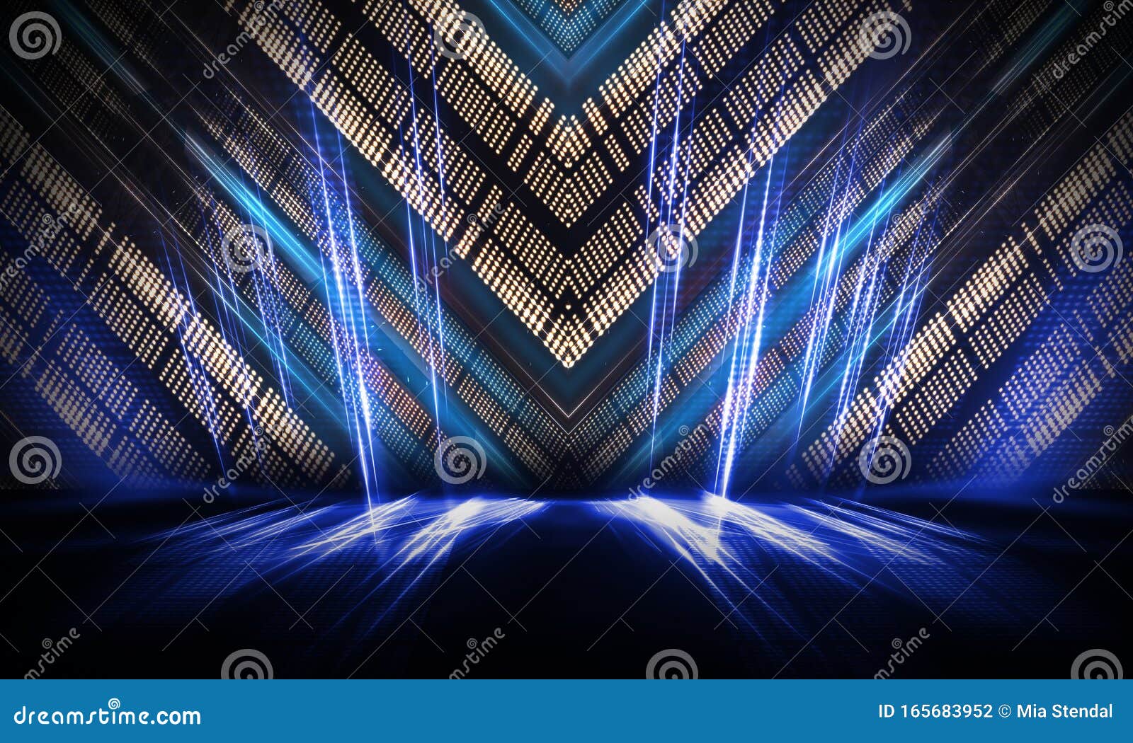 Neon Light. Background of Empty Show Scene. Empty Dark Modern Abstract Neon  Background Stock Photo - Image of geometric, electric: 165683952