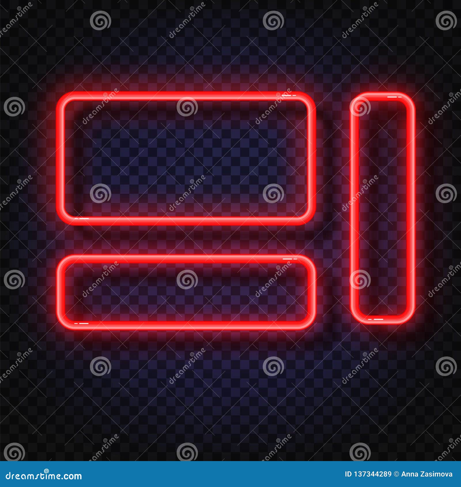 Neon Light Banners Set. Vector Neon Light Frame Sign Stock Vector