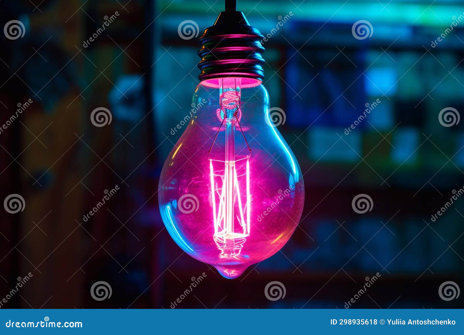 Neon light bulb. stock illustration. Illustration of symbol 298935618