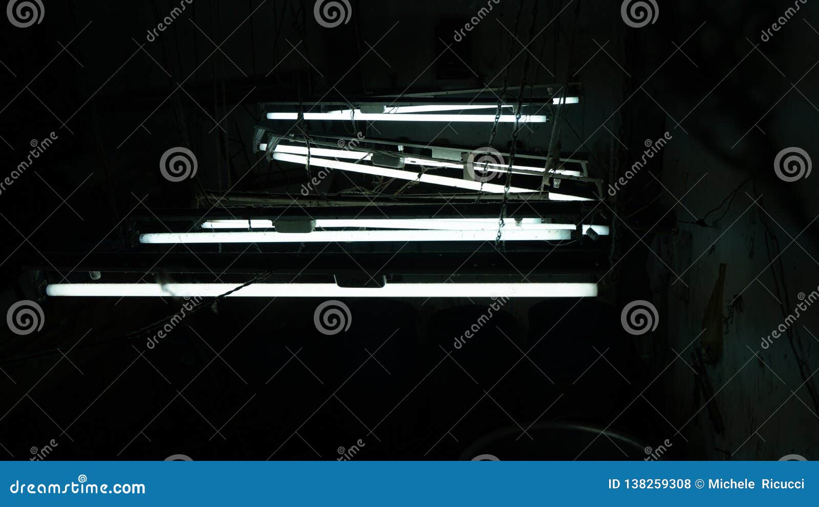 Neon Light Electrcity in Dark Room Stock Photo Image of interior, light 138259308