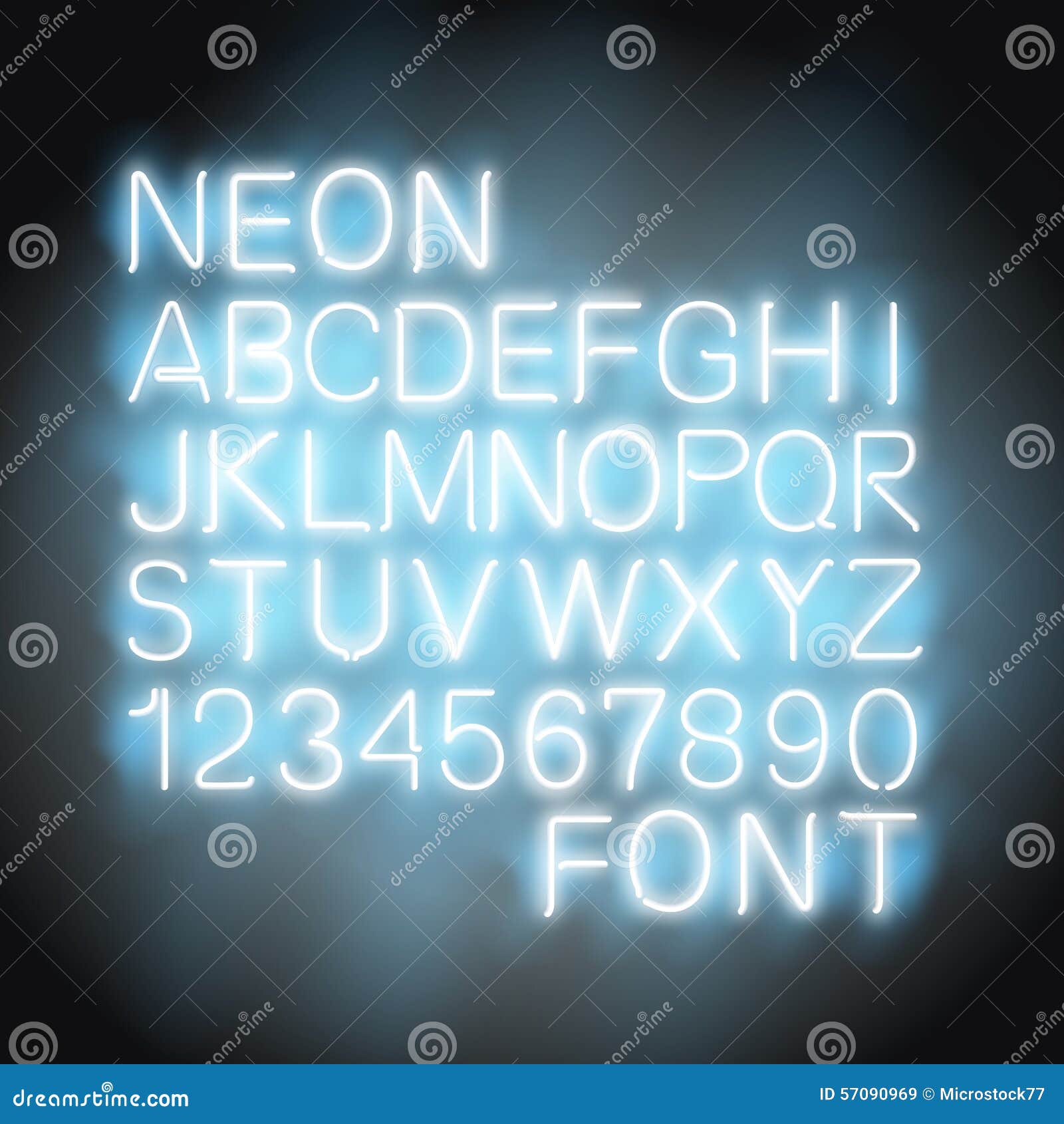 Neon Light Font Stock Vector Illustration Of Illuminated