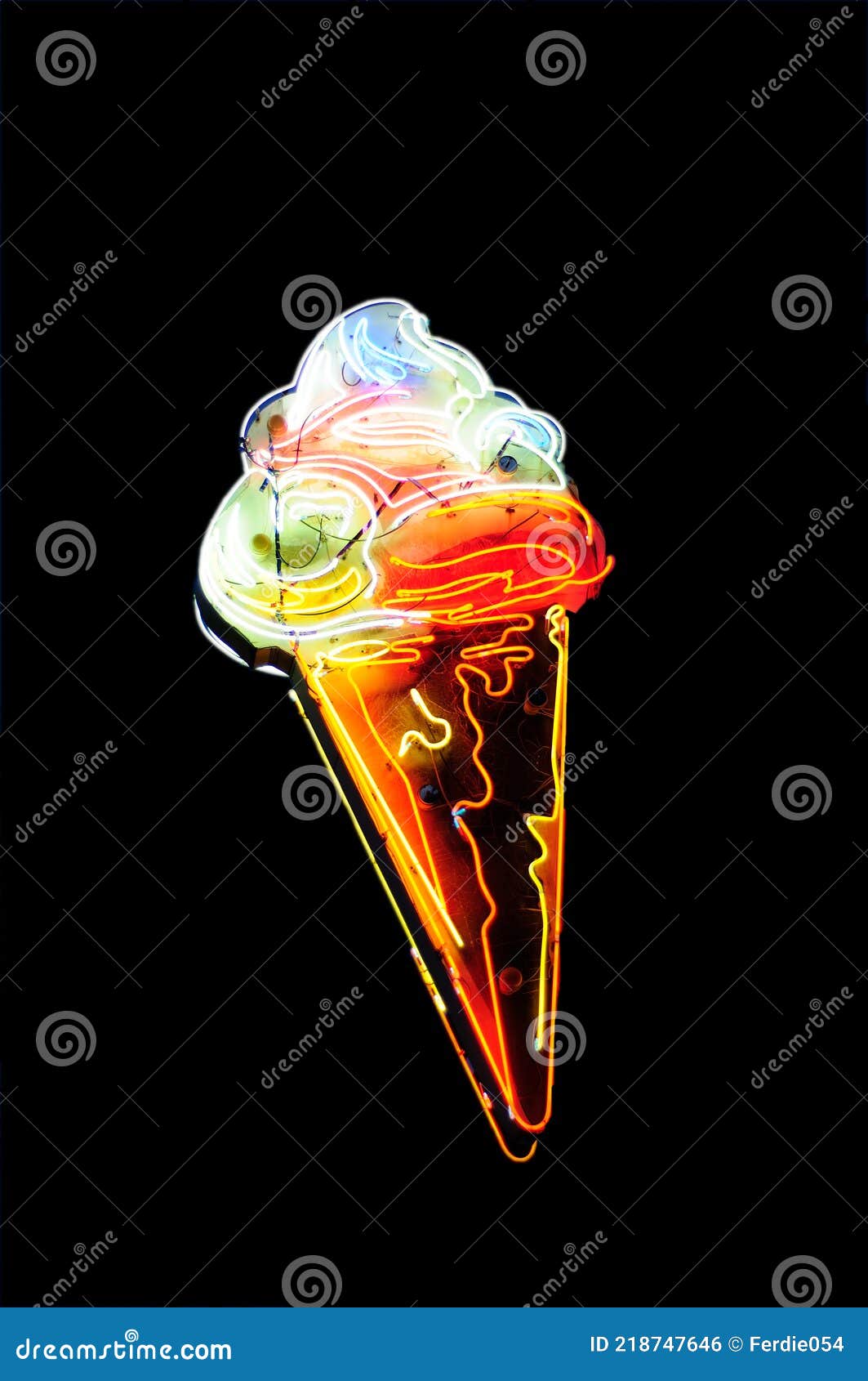 Neon Light Ice Cream in Black Background Stock Photo Image of glow
