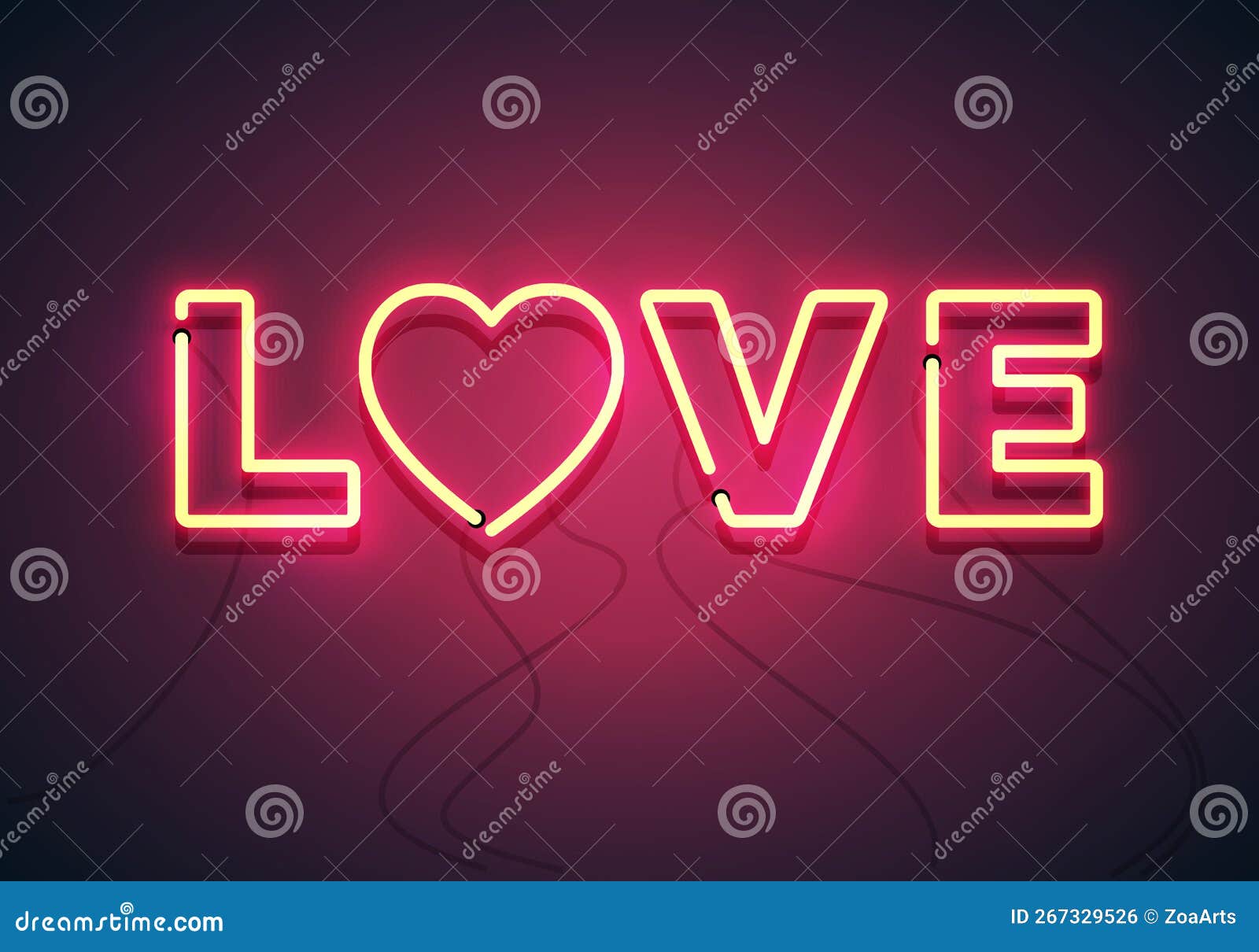 Neon Color Glowing LED Love Sign Stock Vector Illustration of light