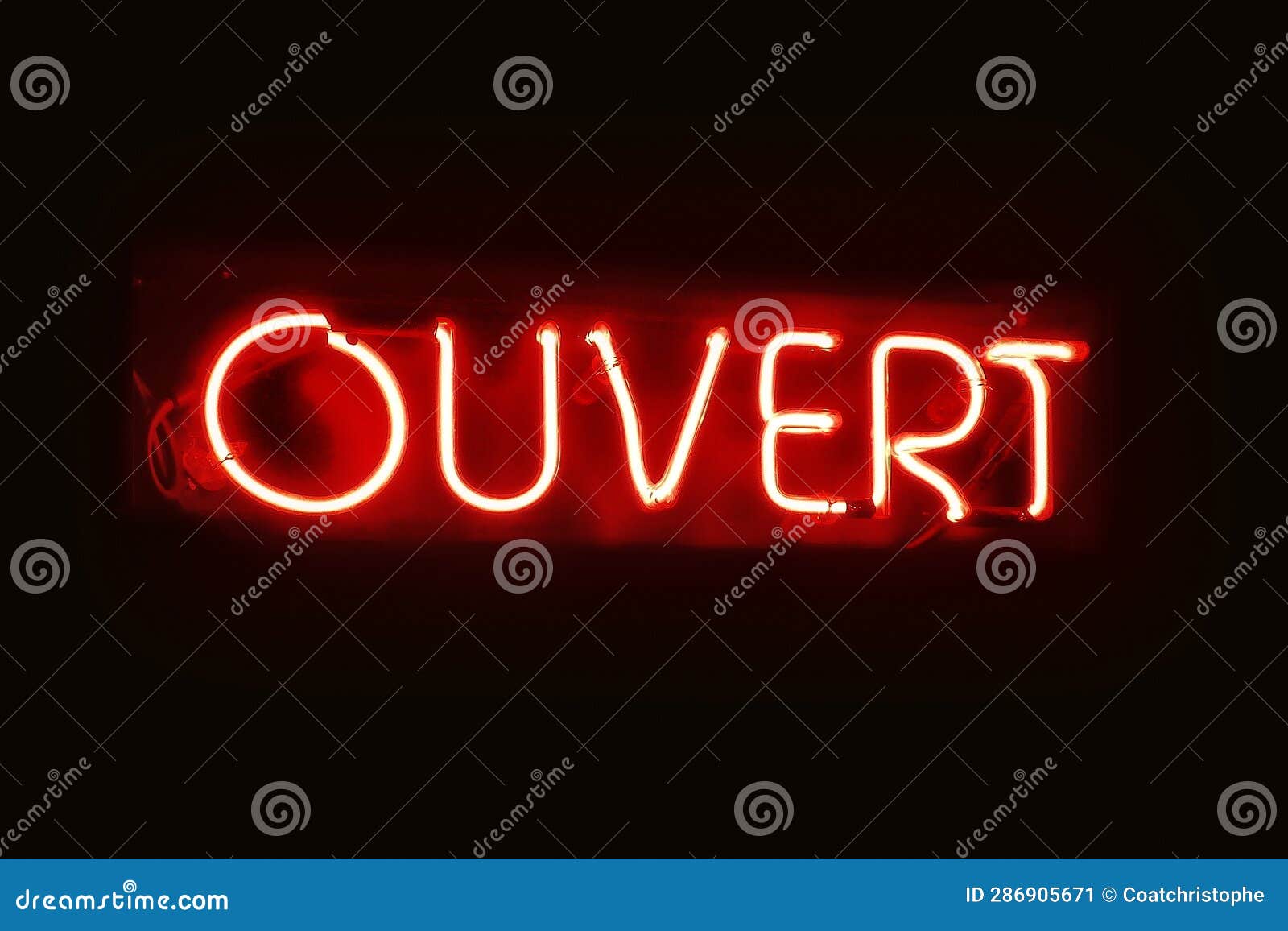 Neon light - Ouvert stock image. Image of glowing, message - 286905671