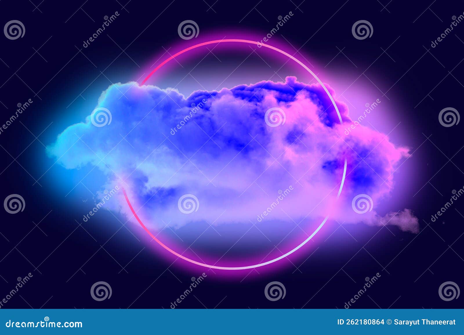 With Neon Light Ring on Dark Night Sky Stock Photo Image of glow