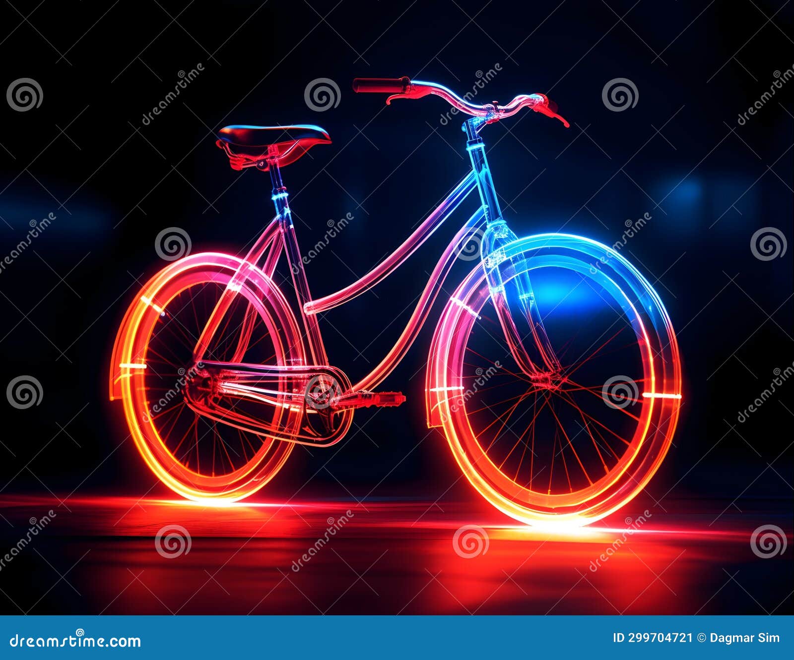 Neon Lights Bike Isolated 3d Stock Illustration - Illustration of sport