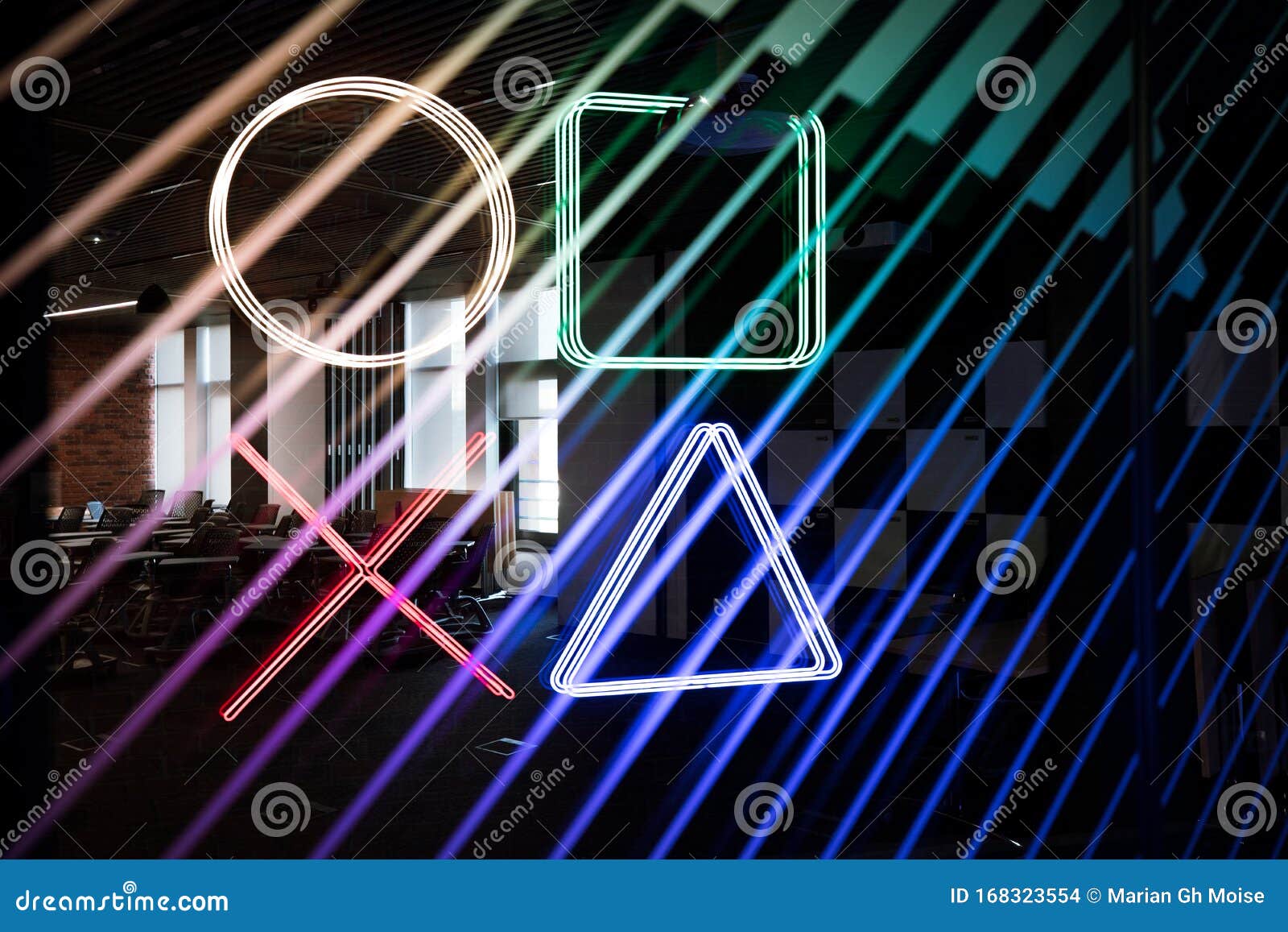Neon Lights Design in Office Stock Photo Image of office, glass 168323554