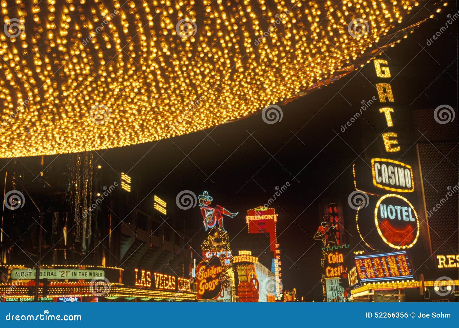Neon Lights at Night, Downtown, Las Vegas, NV Editorial Photo Image