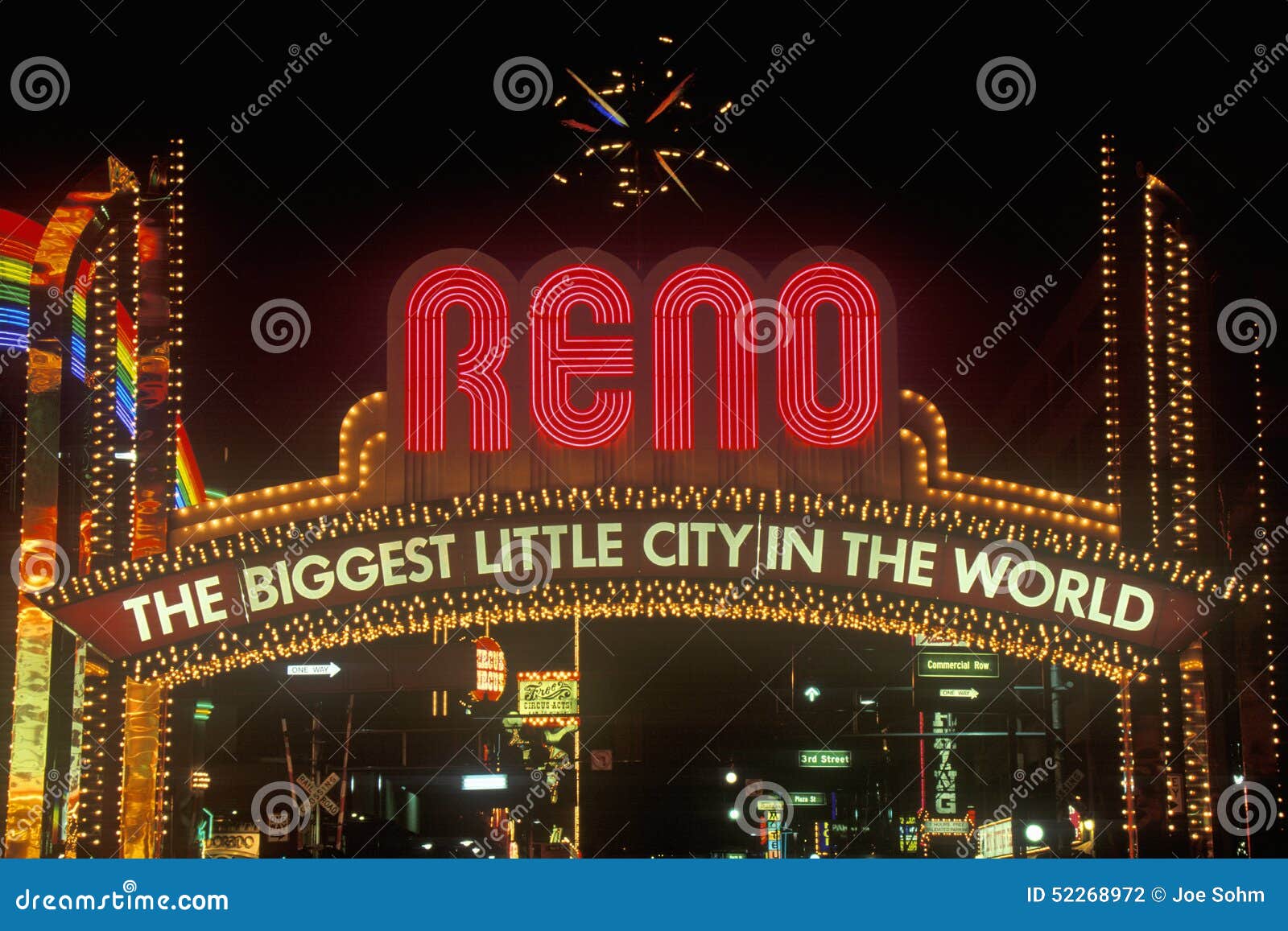 Neon Lights at Night in Reno, NV Editorial Photography Image of
