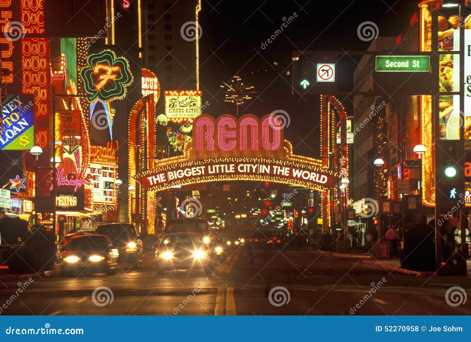 Neon Lights at Night in Reno, NV Editorial Stock Photo Image of