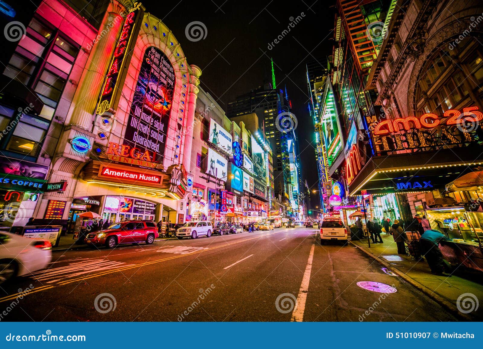 Neon lights of NYC editorial photography. Image of attention - 51010907