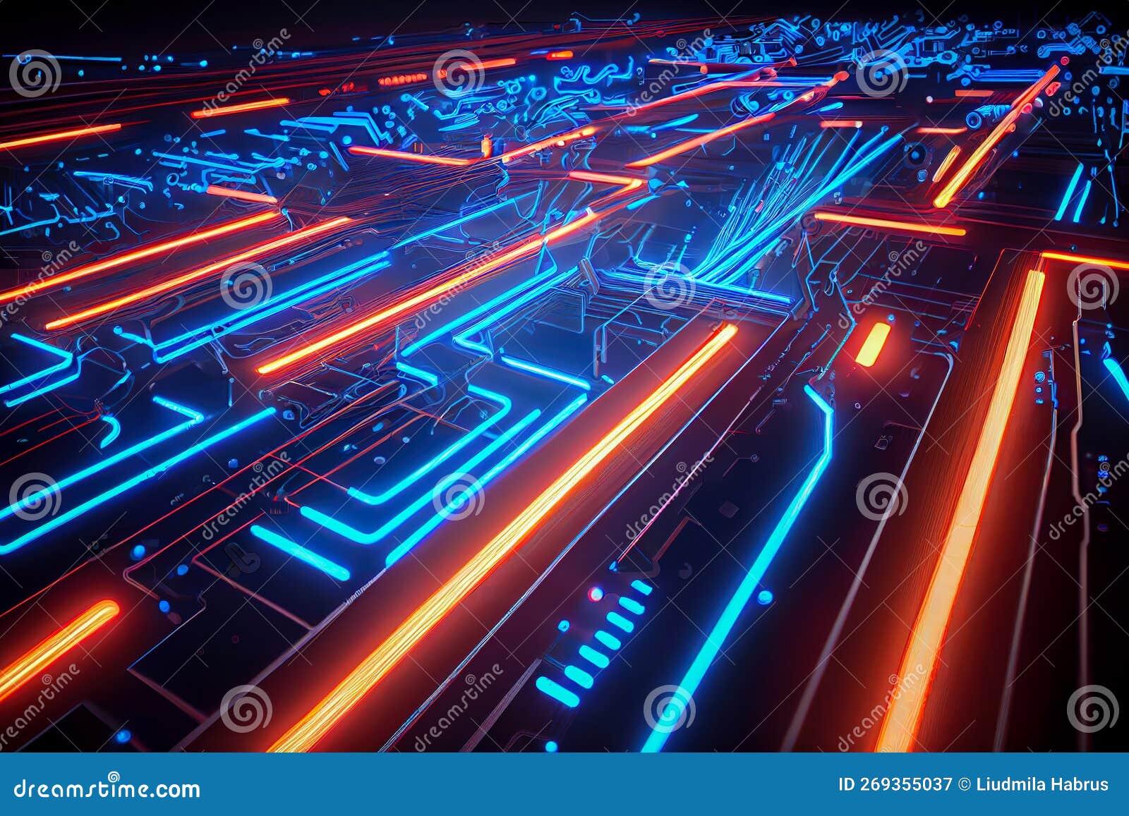 Neon Lines Digital Background. Generative AI Stock Image Image of