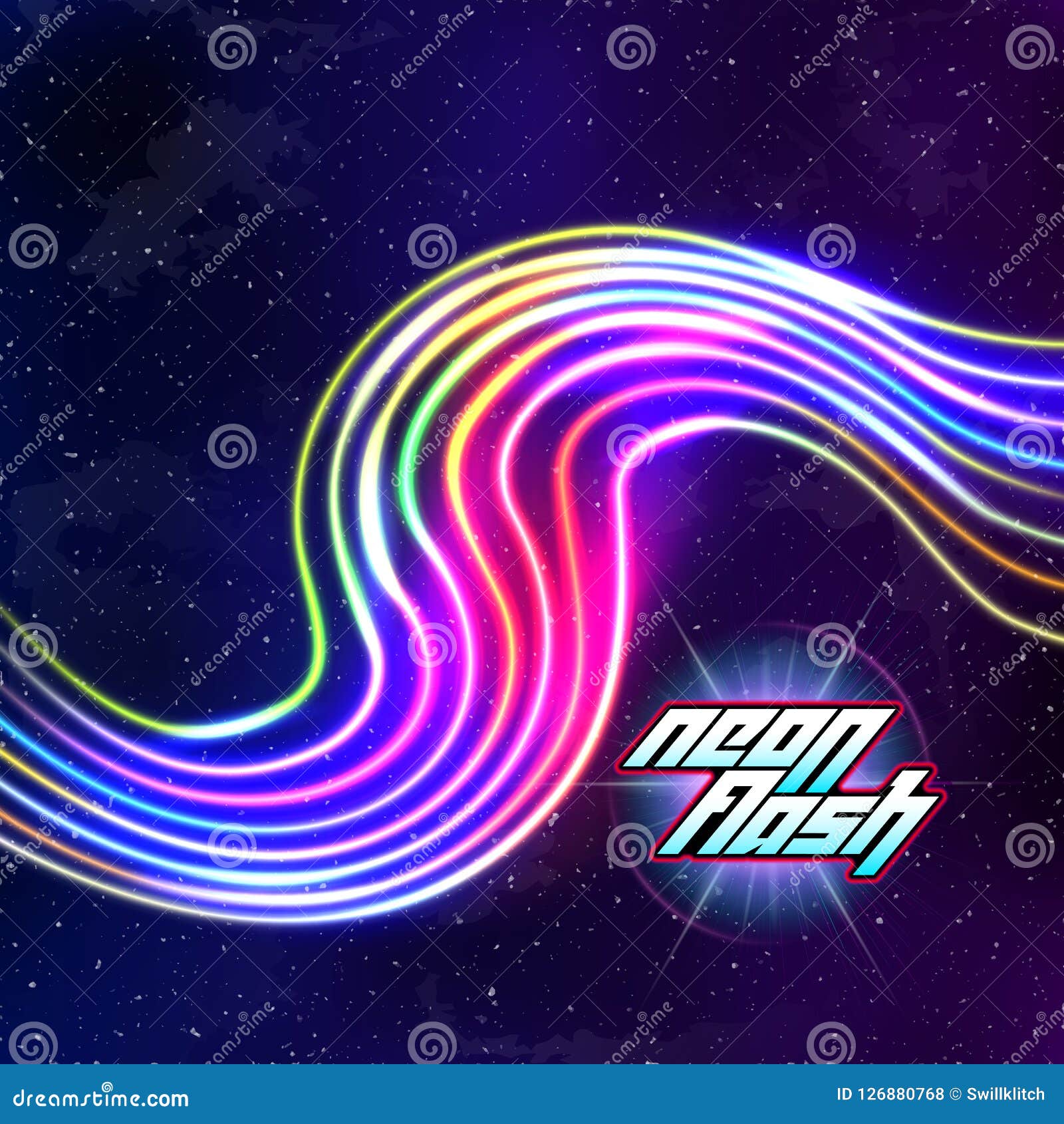 Neon Lines New Retro Wave Background with 80s Vhs Style Stock Vector