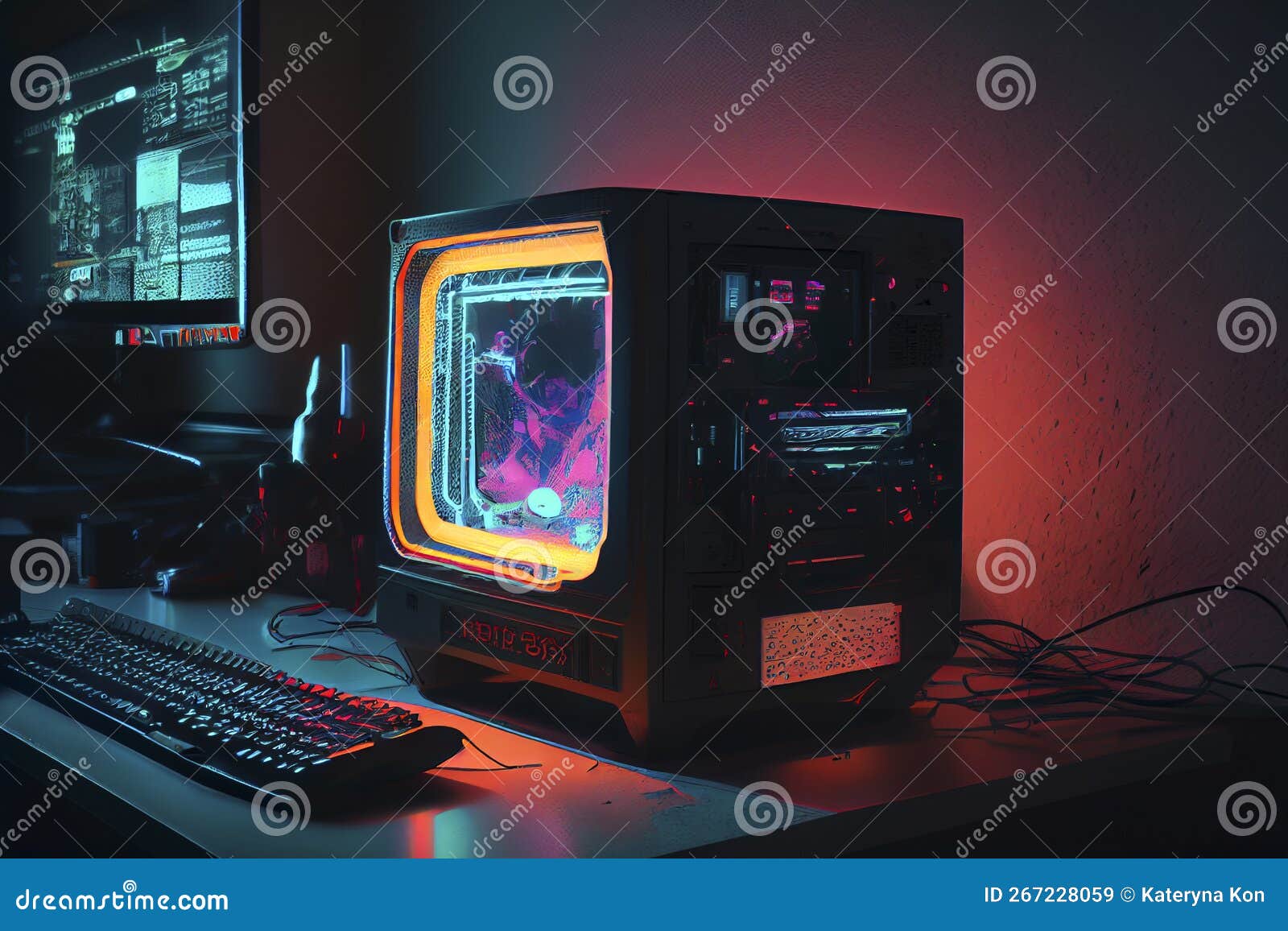 a neon-lit, cyberpunk-themed computer terminal, generative ai