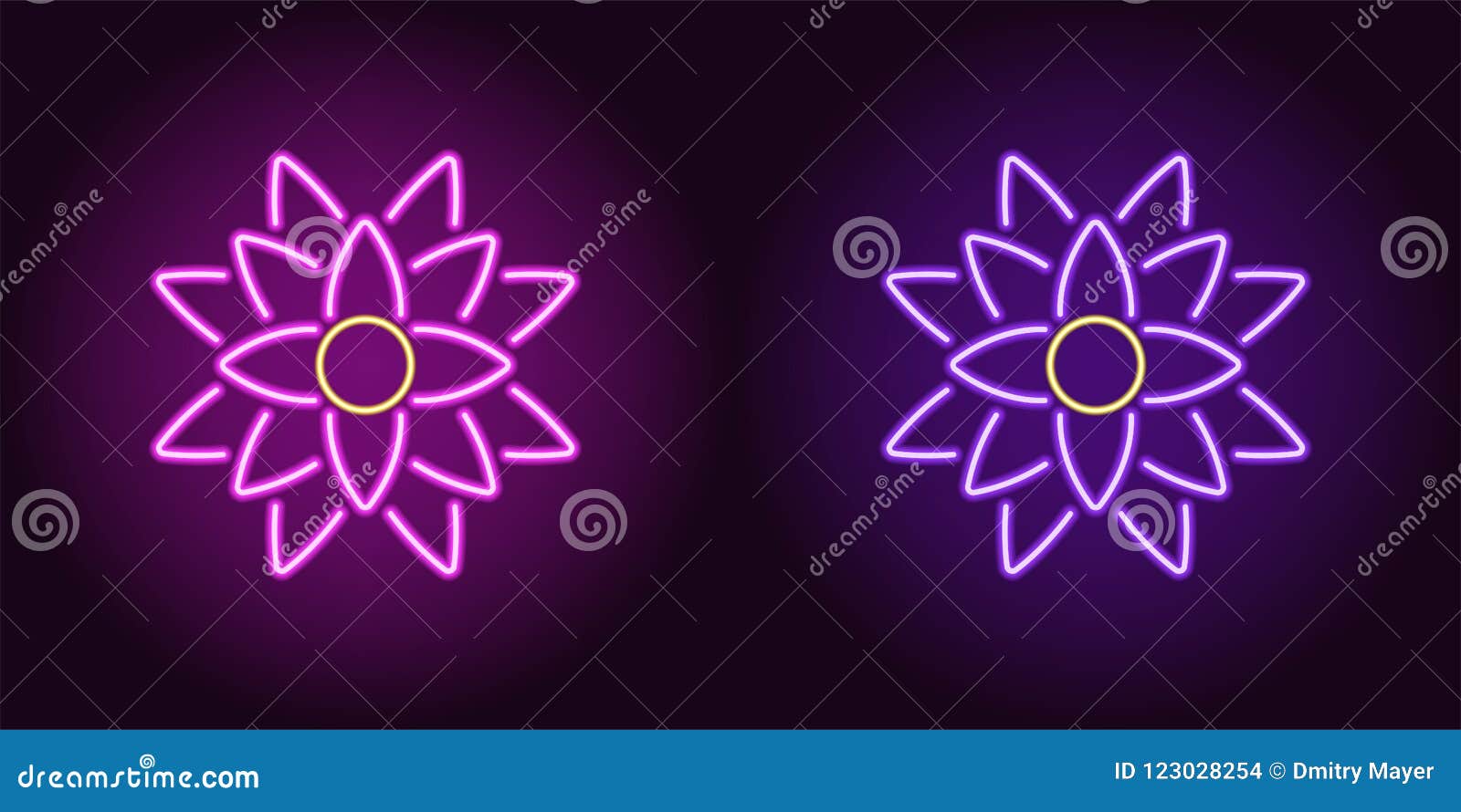 Neon Lotus with Backlight in Purple and Violet Color Stock Vector ...