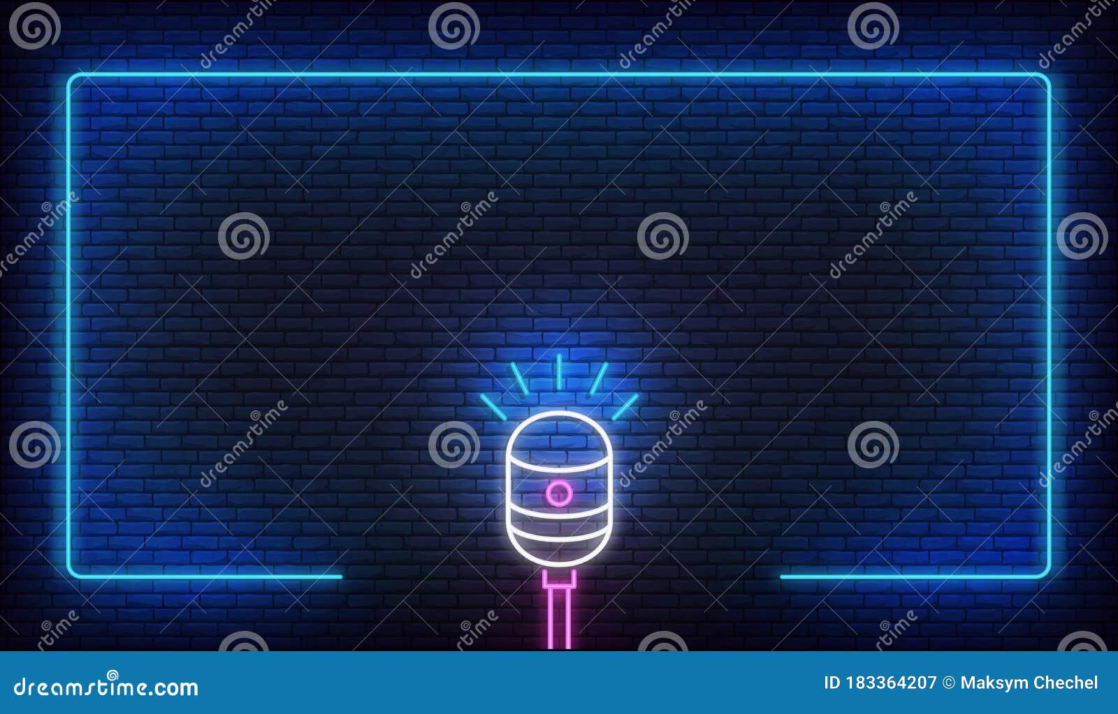 Neon Microphone and Border Frame. Template for Podcast, Live Music, Stand  Up, Comedy Show Stock Vector - Illustration of purple, event: 183364207