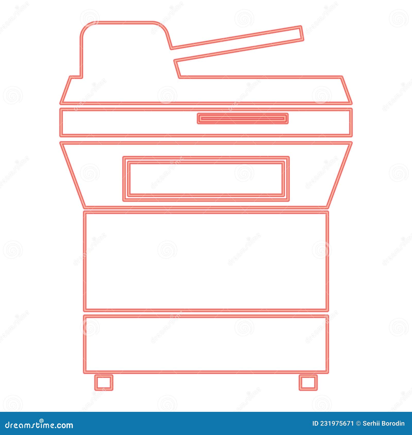 Neon Multifunction Printer or Automatic Copier Red Color Vector