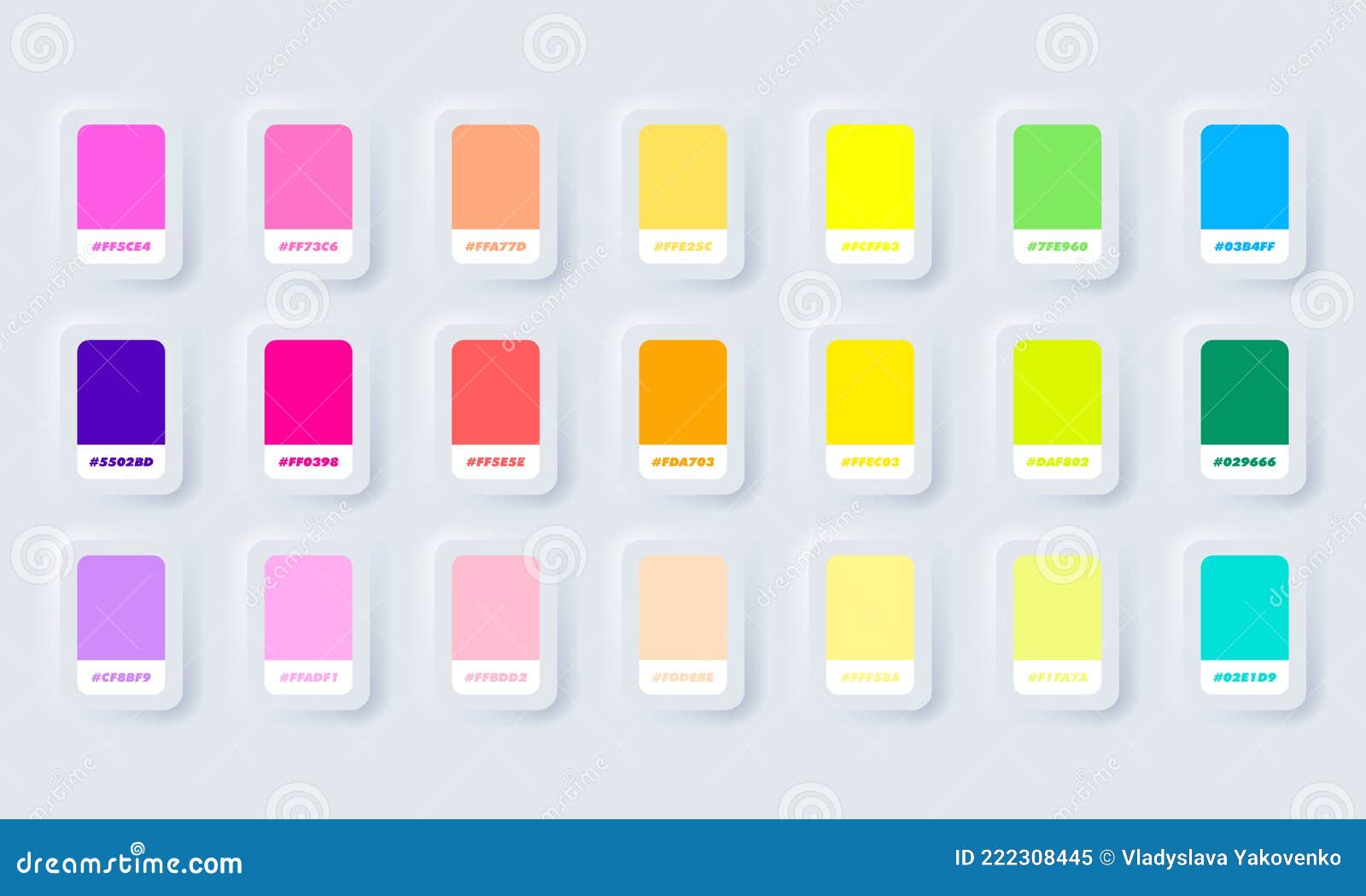 Neon and Pastel Colour Palette. Vector. Catalog Samples Neon in RGB HEX.  Color Catalog Stock Vector - Illustration of fashion, collection: 222308445