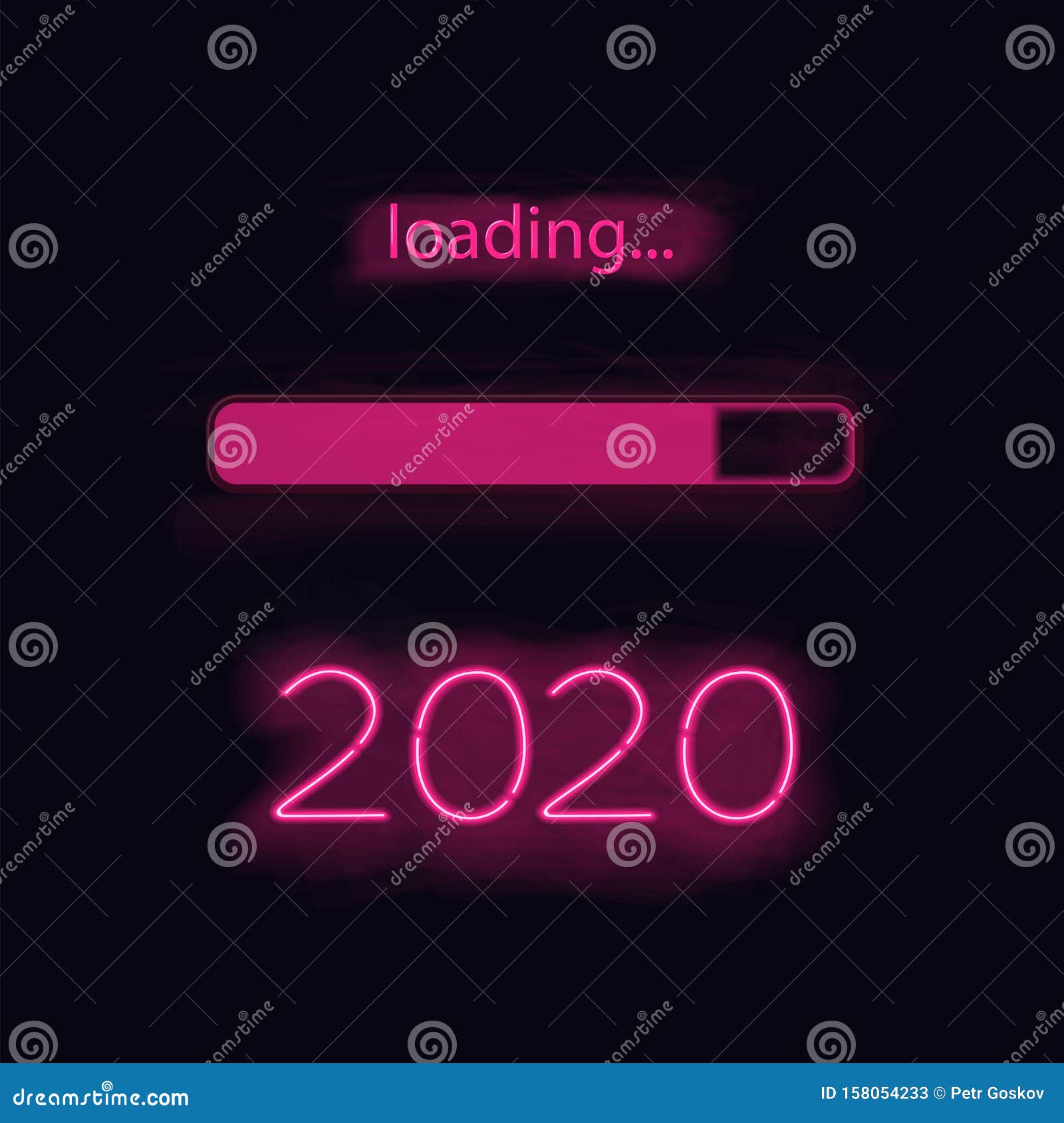 Neon Progress Bar 2020 Year Stock Vector Illustration of happy