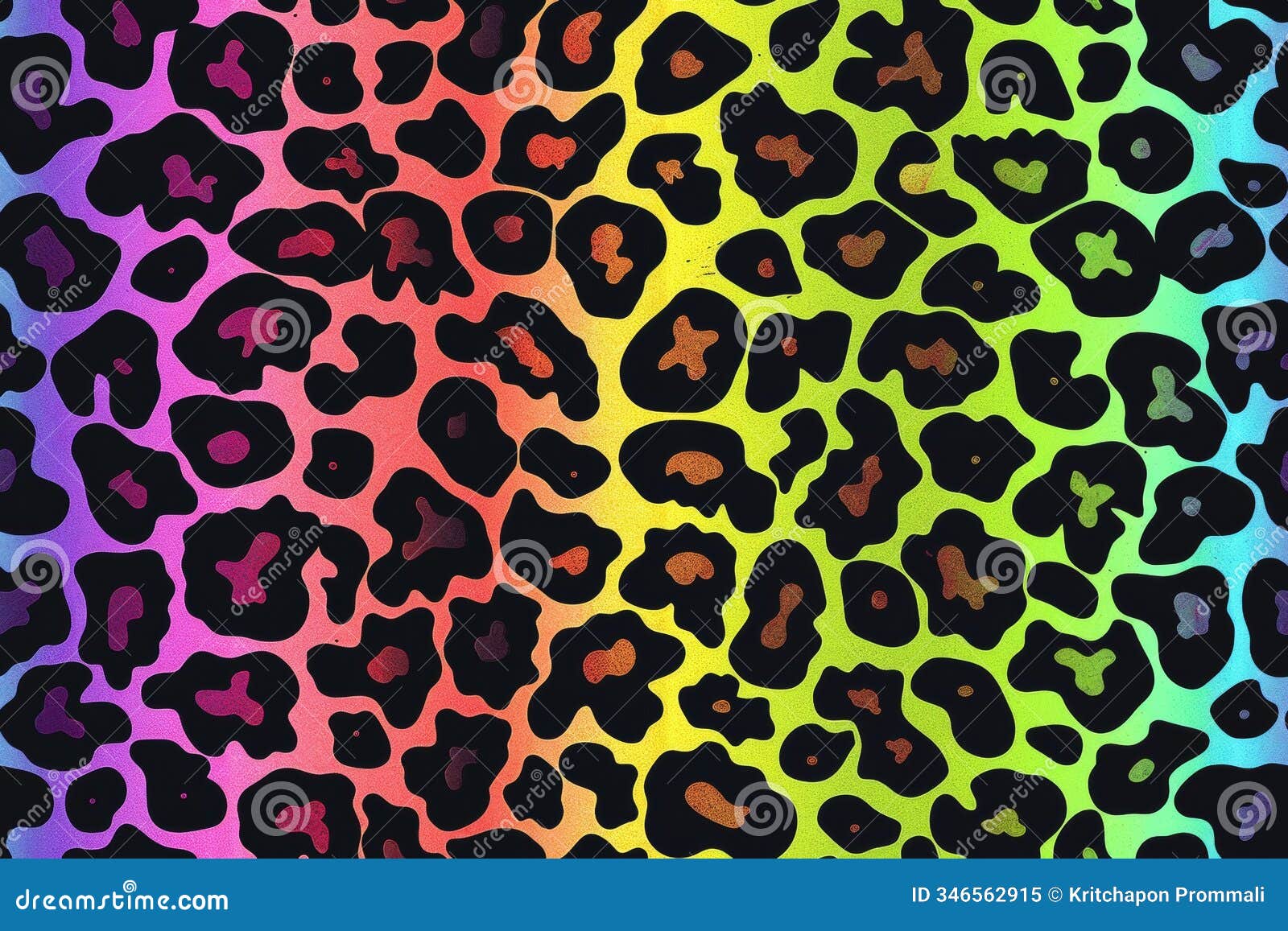 neon rainbow leopard print seamless pattern
