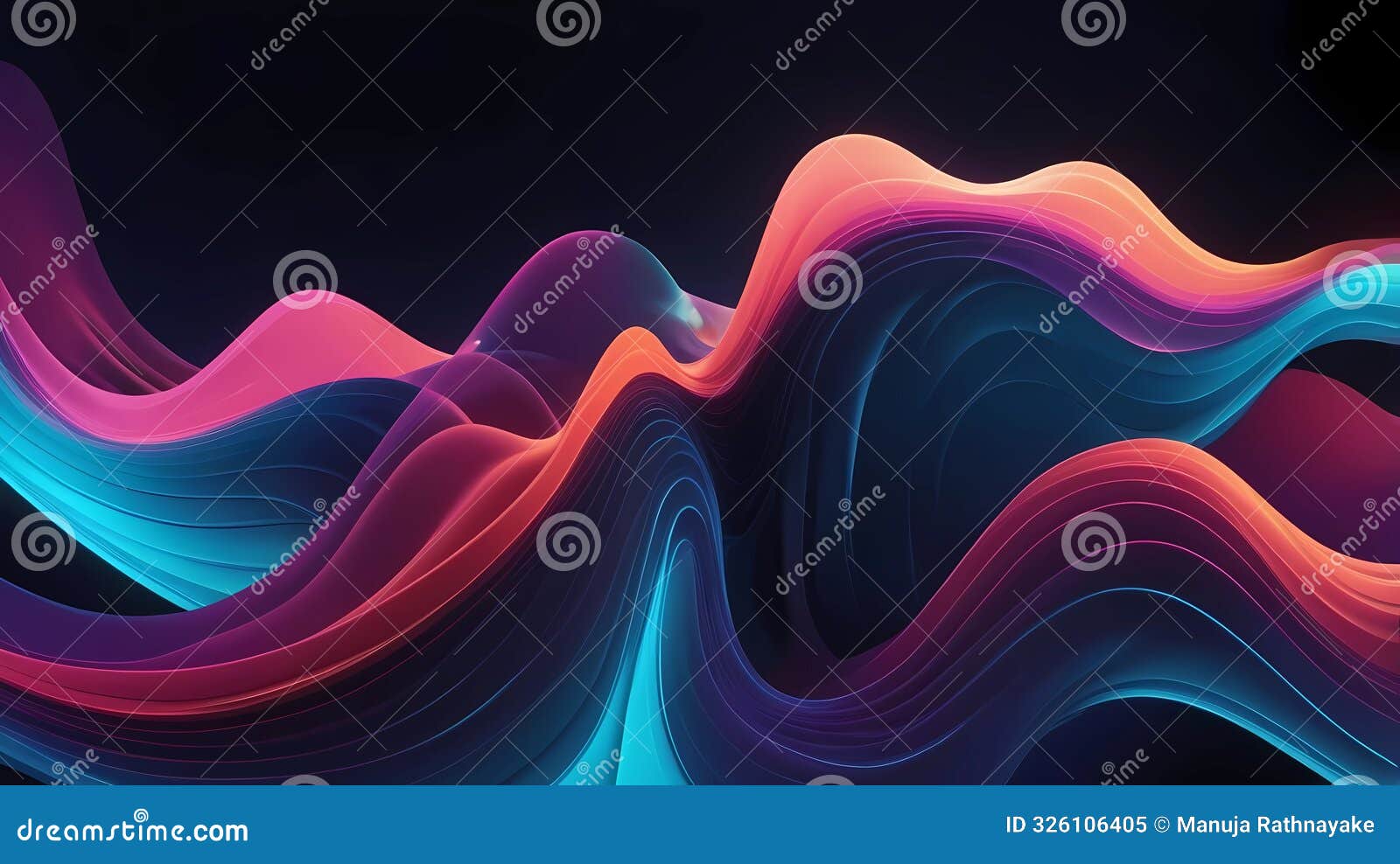 neon rainbow wave on black background: a vibrant and mesmerizing display of color and light