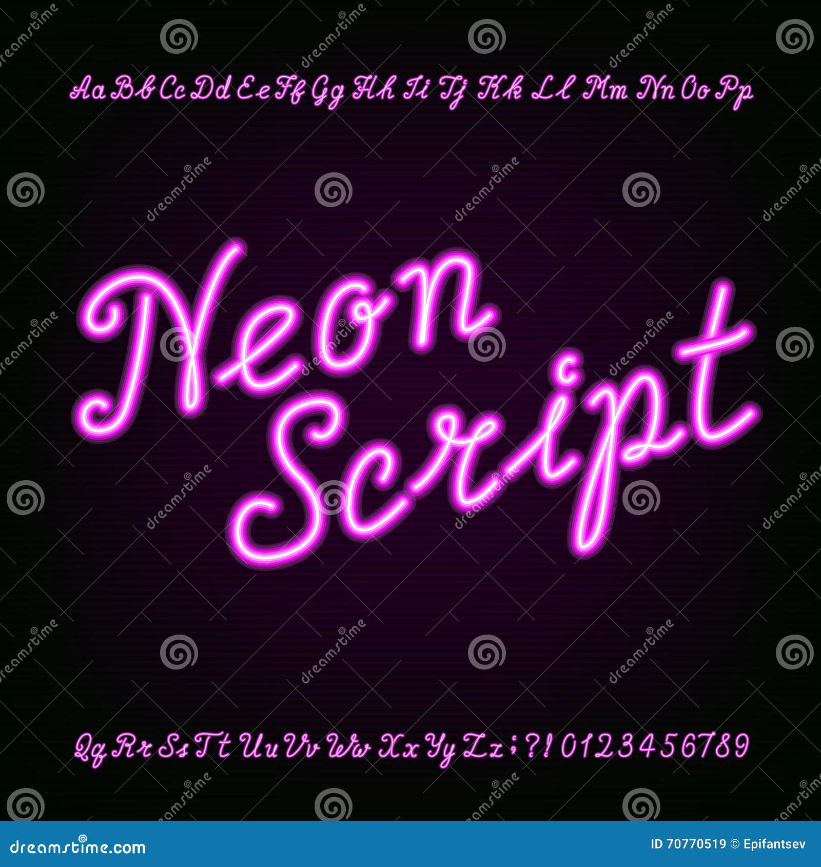 Neon Glow Effect Alphabet PNG Clip Art Letters Script Font 