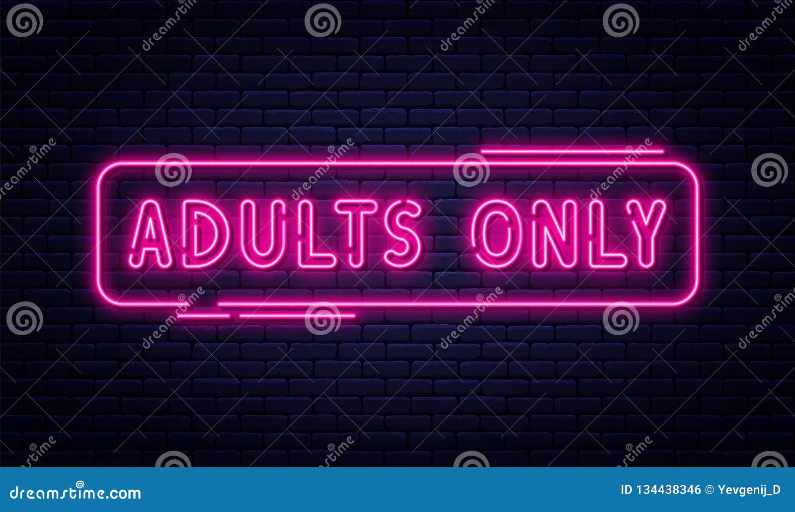 neon sign, adults only, 18 plus, sex and xxx. restricted content, erotic video concept banner, billboard or signboard
