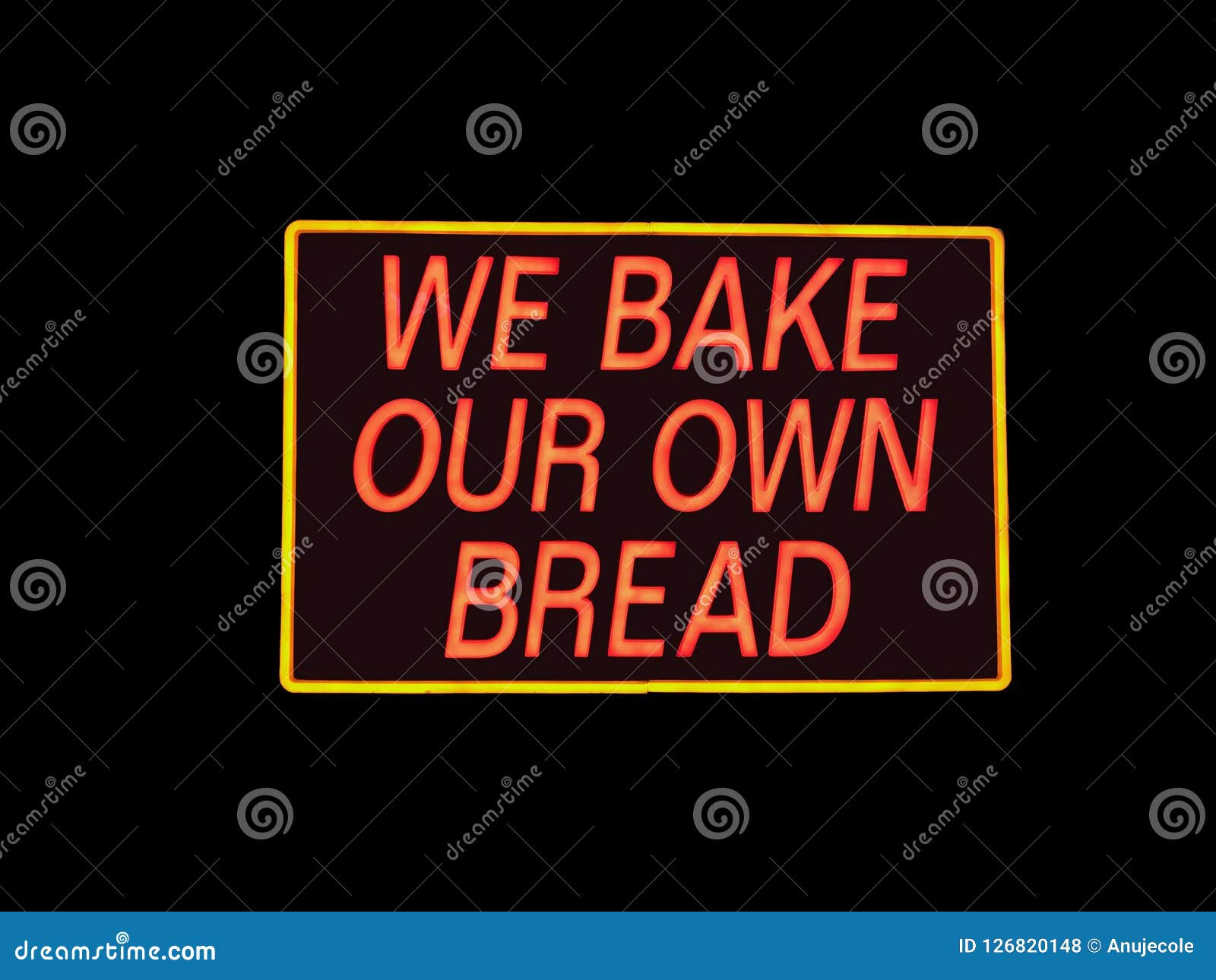 Neon Sign for Baking Bread stock photo. Image of bright 126820148