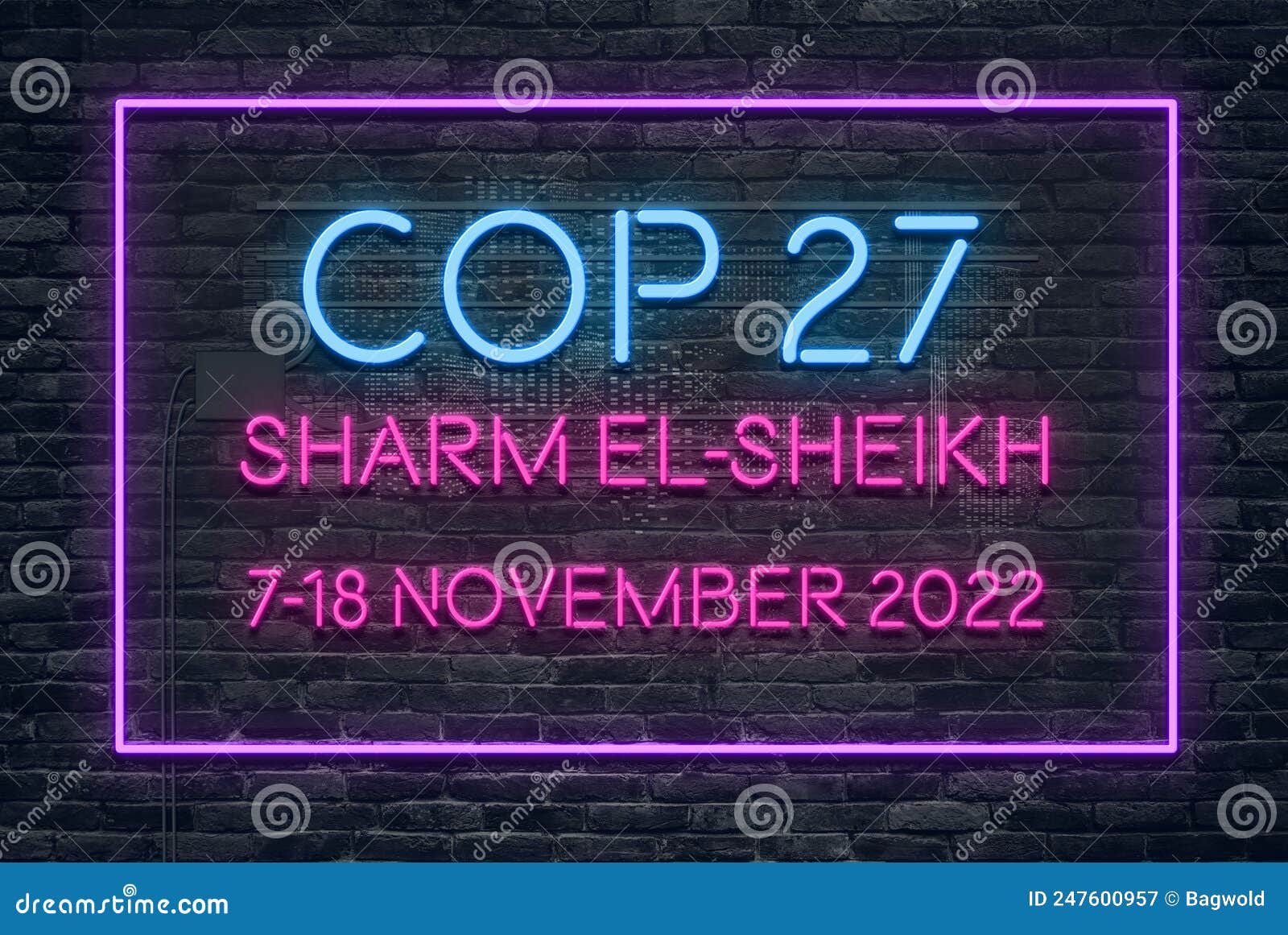 neon sign - cop 27 - sharm el-sheikh, egypt, 7-18 november 2022 - international climate summit  