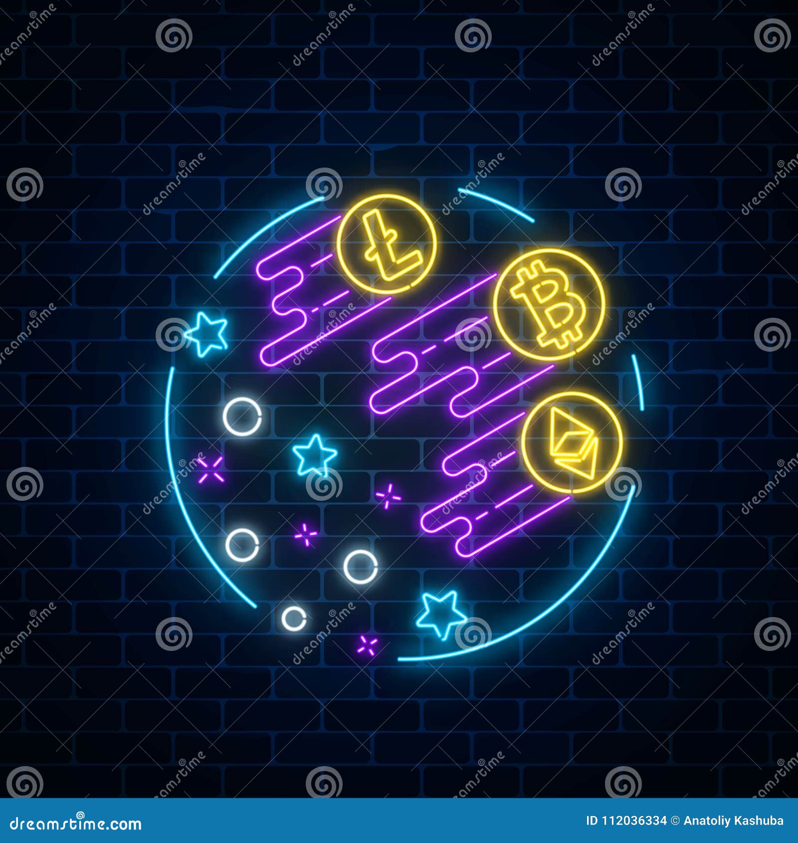 Neon Sign Of Three Crypto-currencies Are Growing Up Very ...