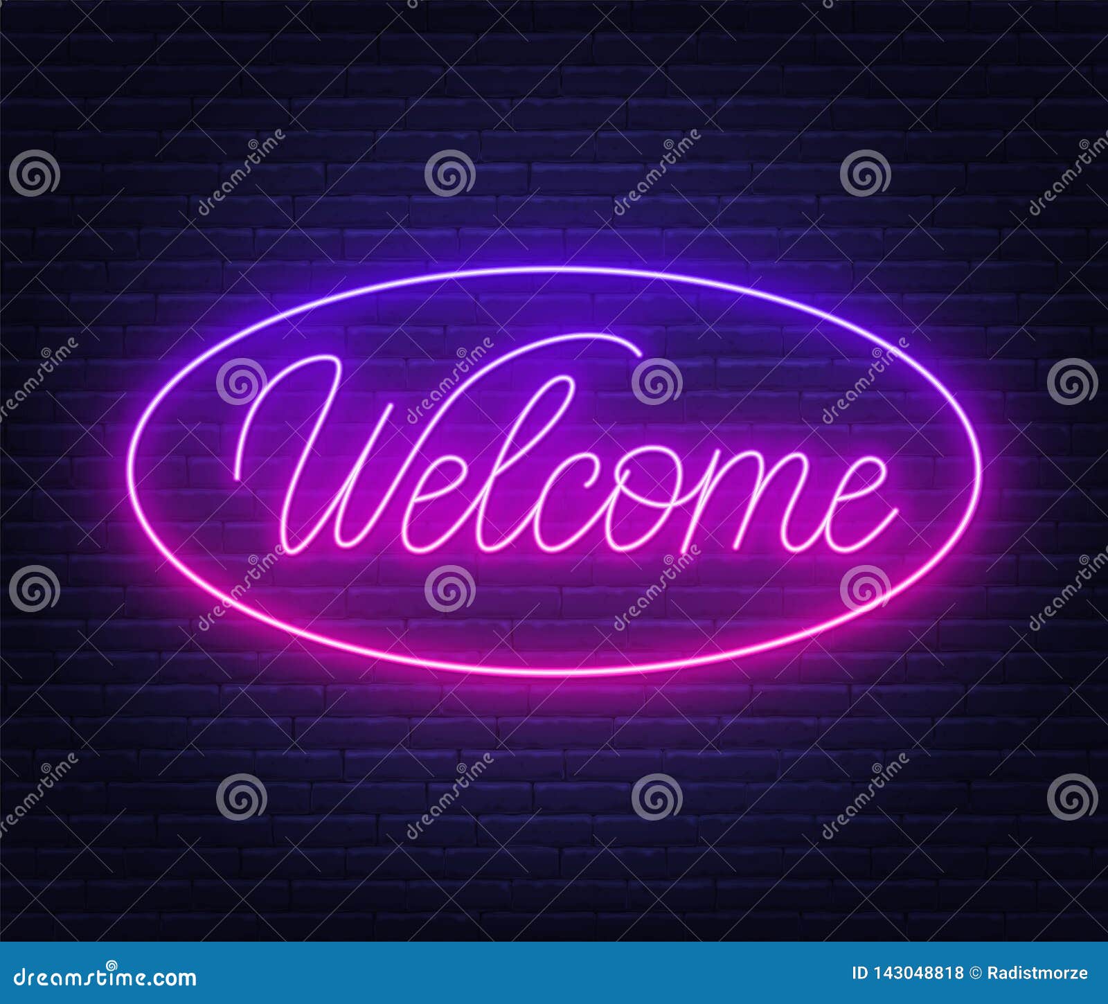 Neon Sign Welcome on on Brick Wall Background. Stock Vector ...
