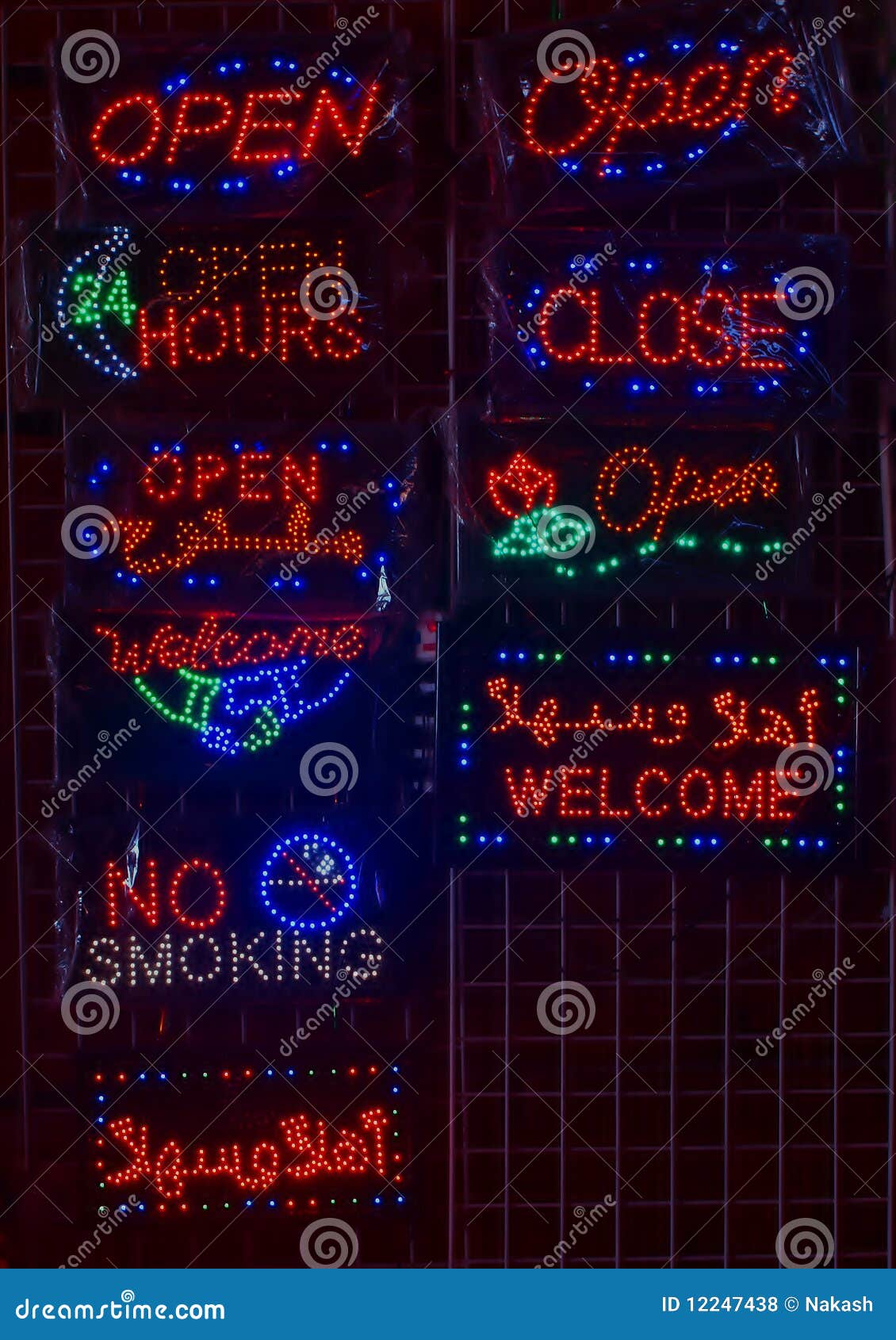 Neon Signs stock photo. Image of greeting, city, bullboard 12247438
