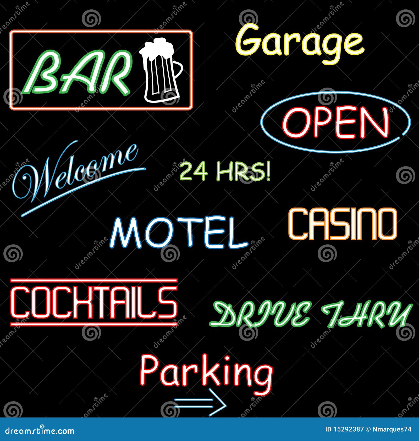 Neon Signs stock vector. Illustration of arrow, glow 15292387