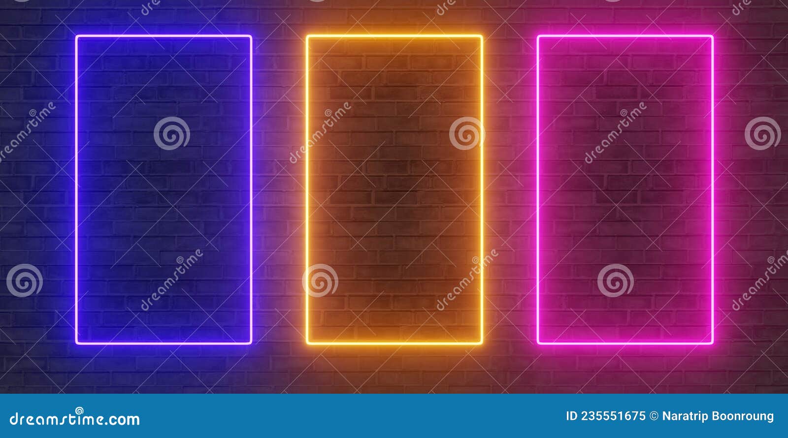 Neon Signs on the Wall Neon Signs and Brick Walls Text Frame on Panel