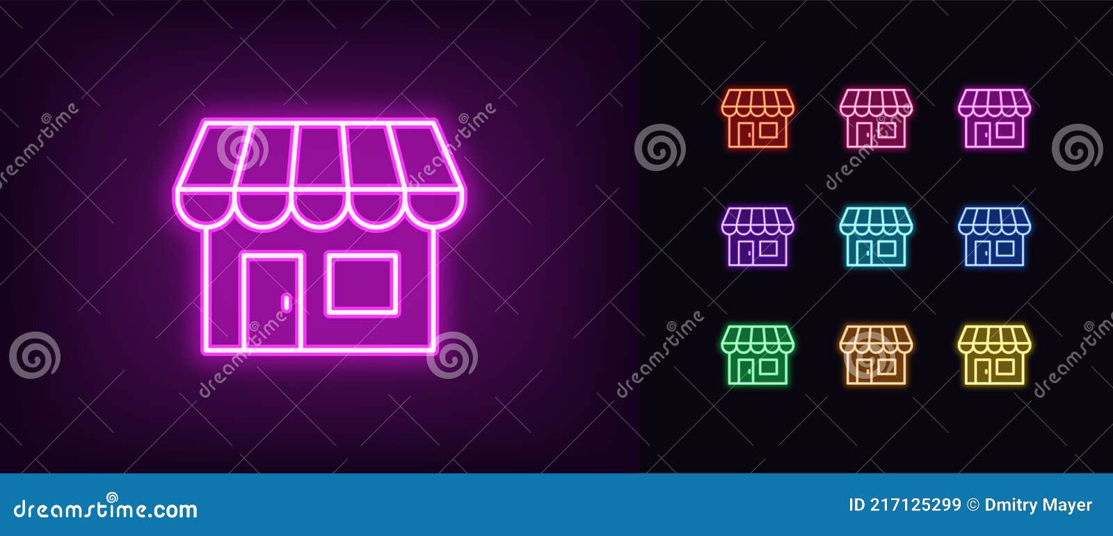 Neon Small Shop Icon. Glowing Neon Store Sign, Outline Storefront ...