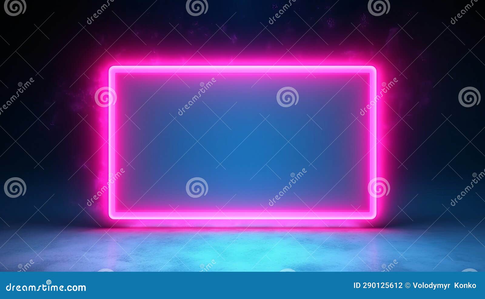 A Neon Square Sign on a Dark Background. Generative Ai Stock Photo